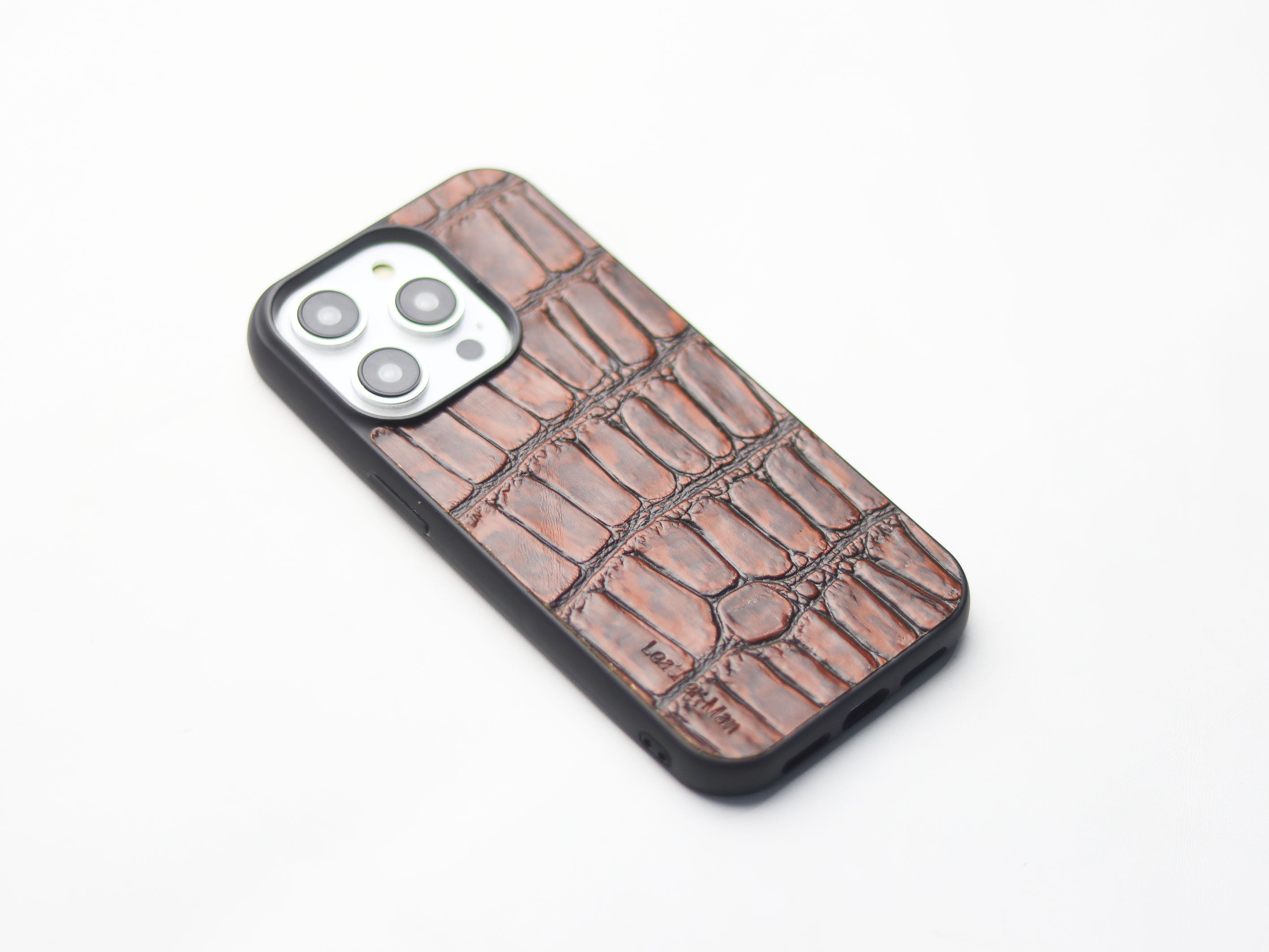 BROWN CROCO LEATHER (LARGE SCALE) - CLASSIC PHONE CASE