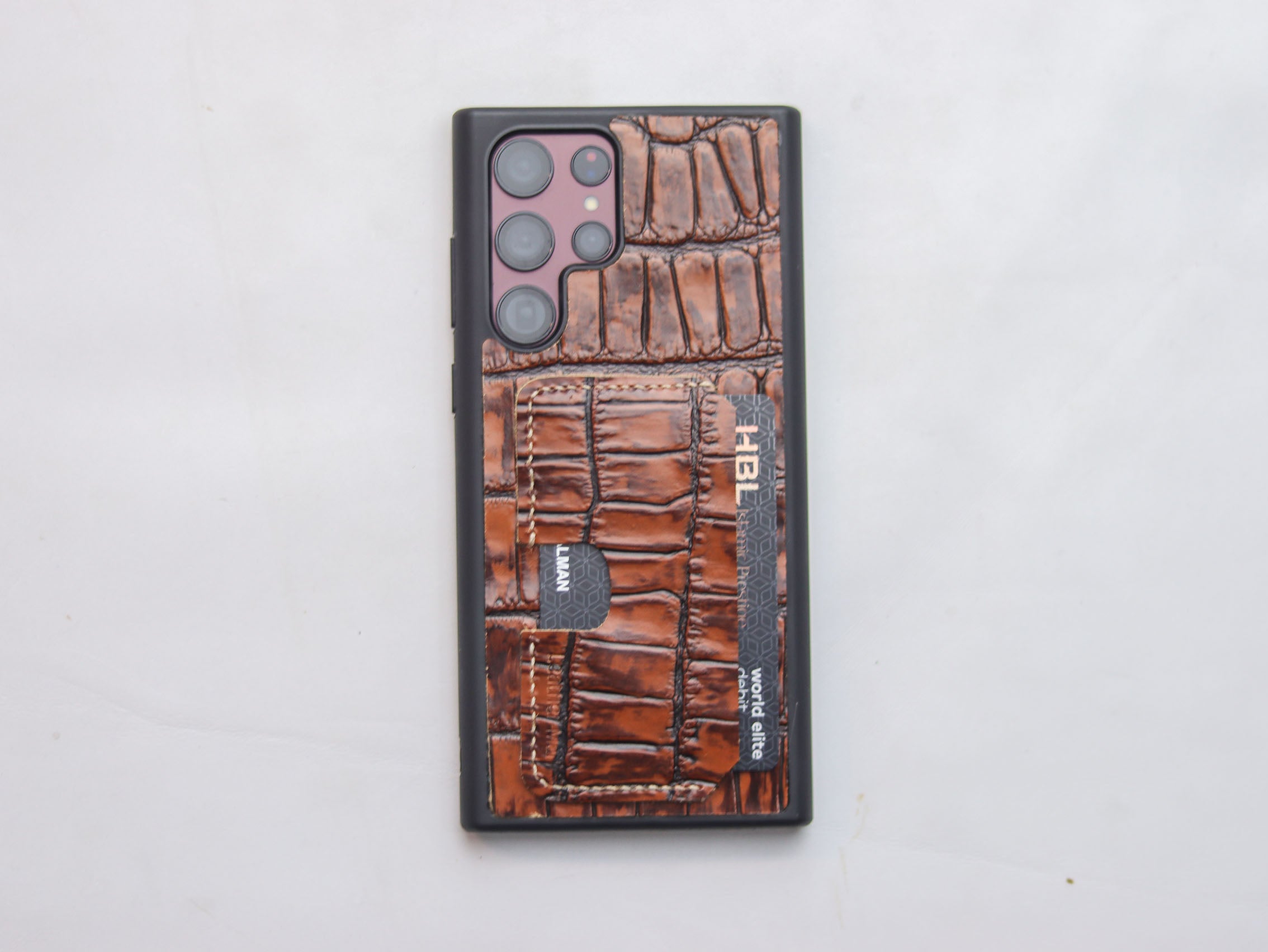 BROWN CROCO (LARGE SCALE) LEATHER WALLET PHONE CASE