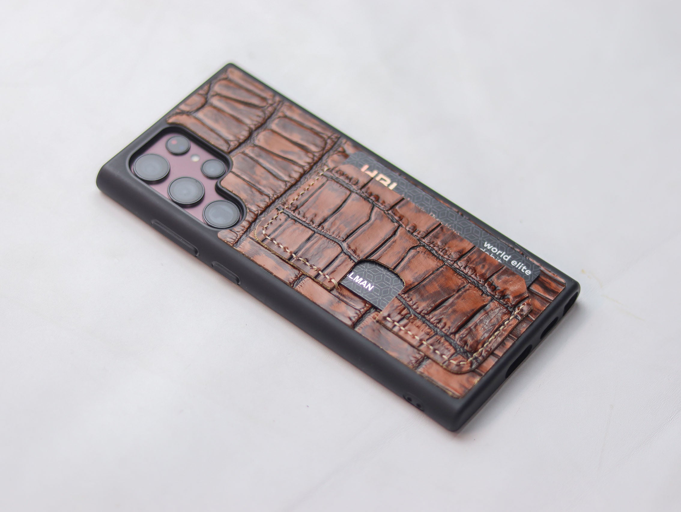 BROWN CROCO (LARGE SCALE) LEATHER WALLET PHONE CASE