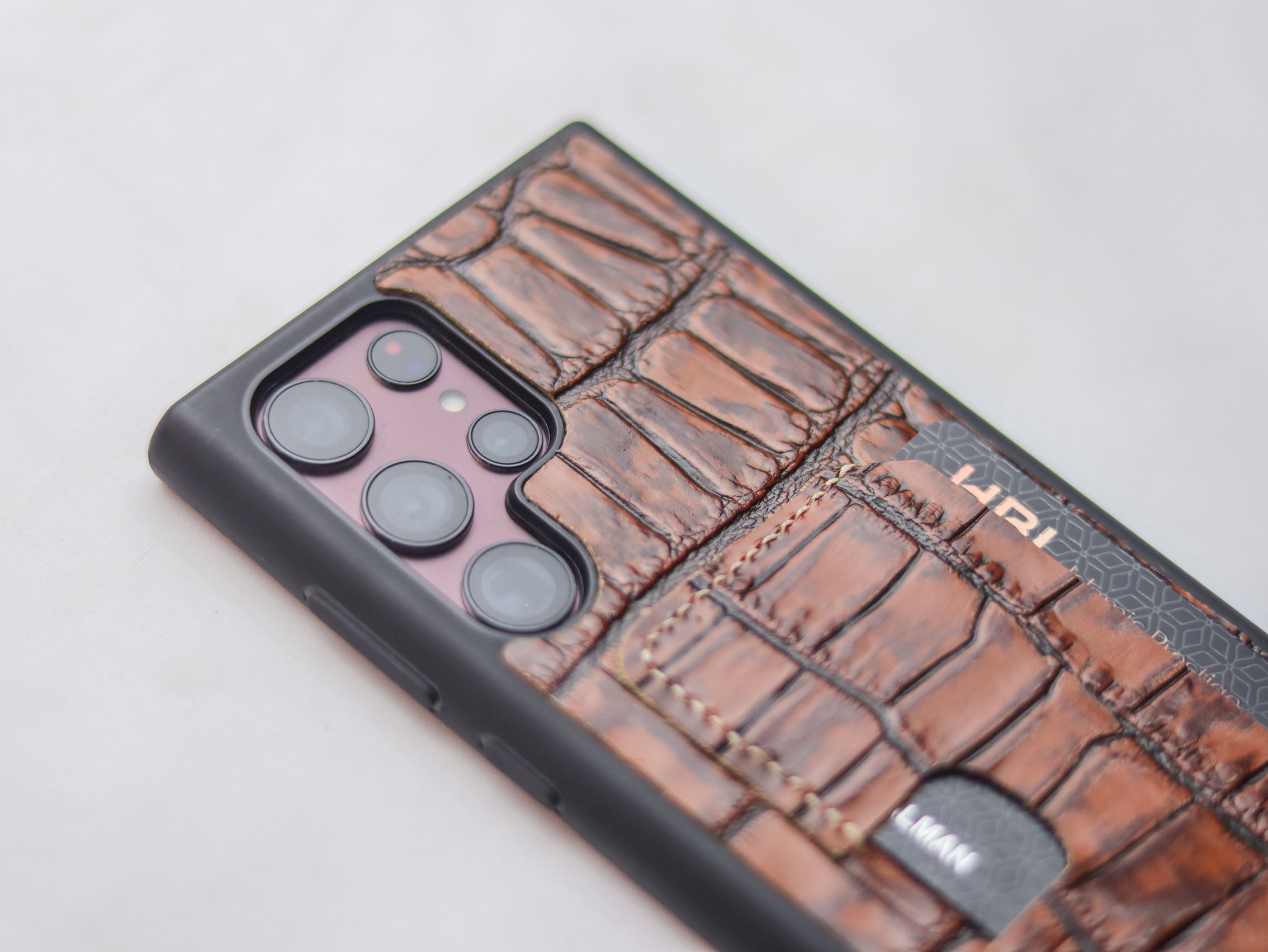 BROWN CROCO (LARGE SCALE) LEATHER WALLET PHONE CASE