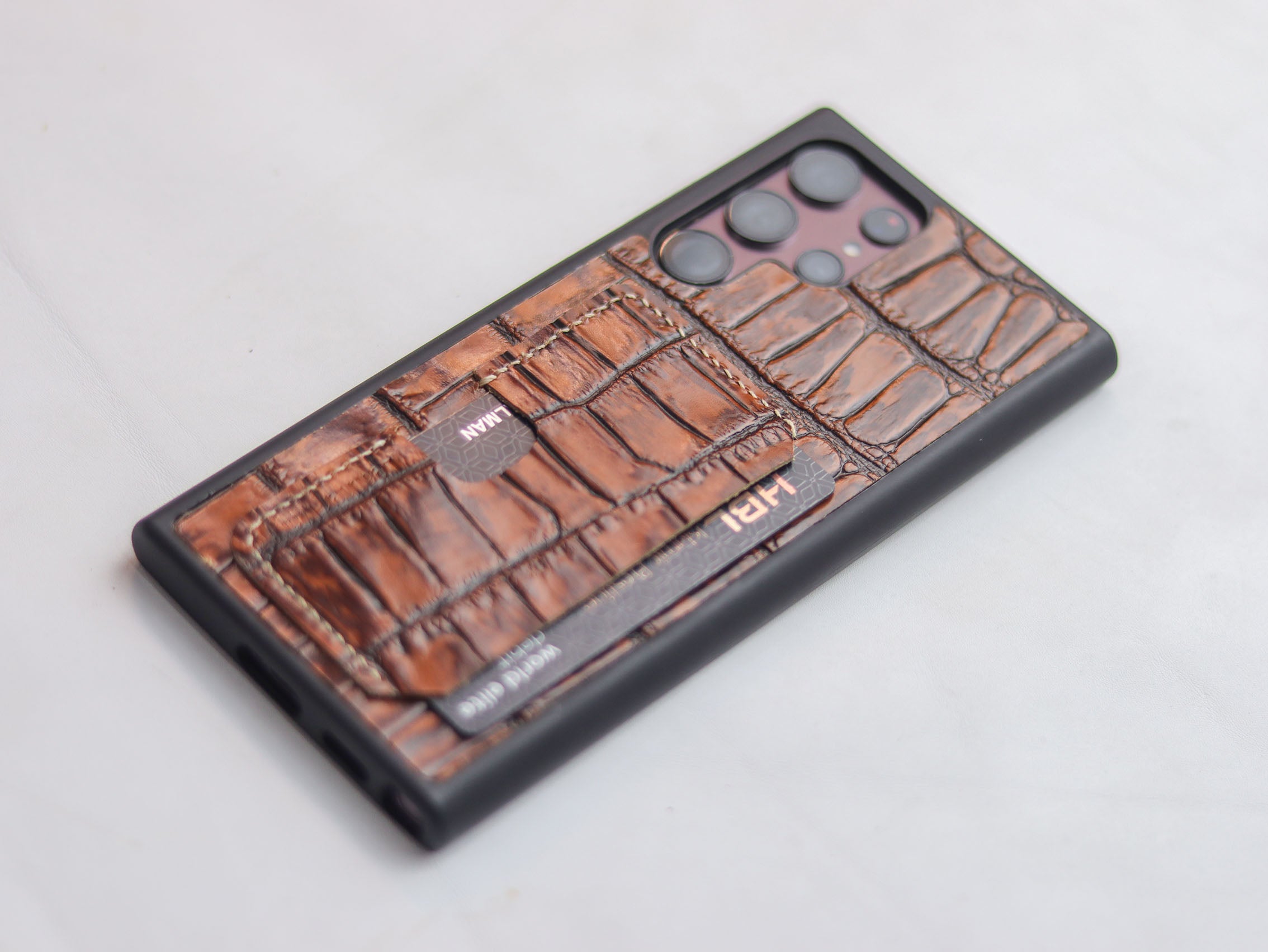 BROWN CROCO (LARGE SCALE) LEATHER WALLET PHONE CASE