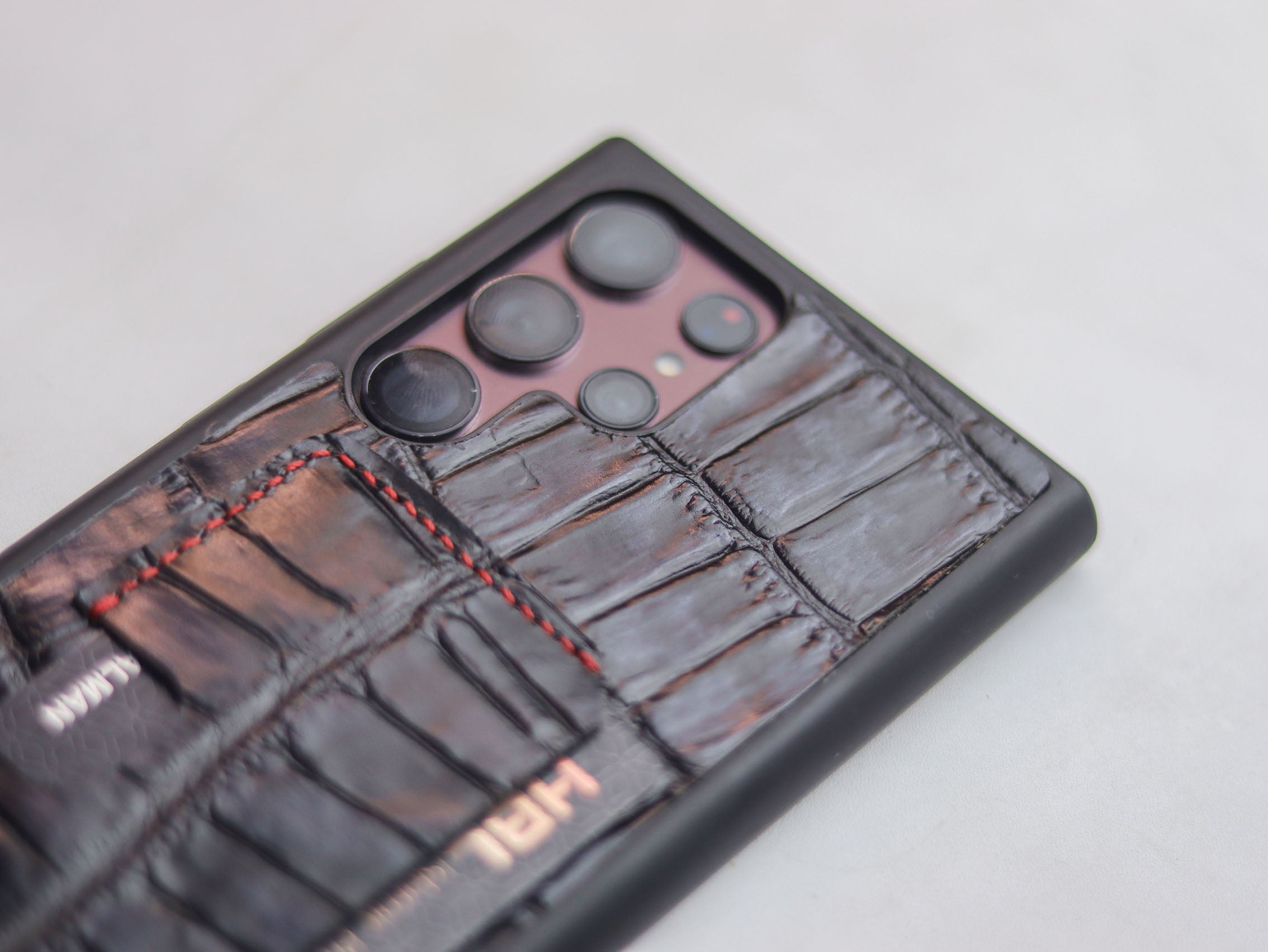 BLACK CROCO (LARGE SCALE) LEATHER WALLET PHONE CASE