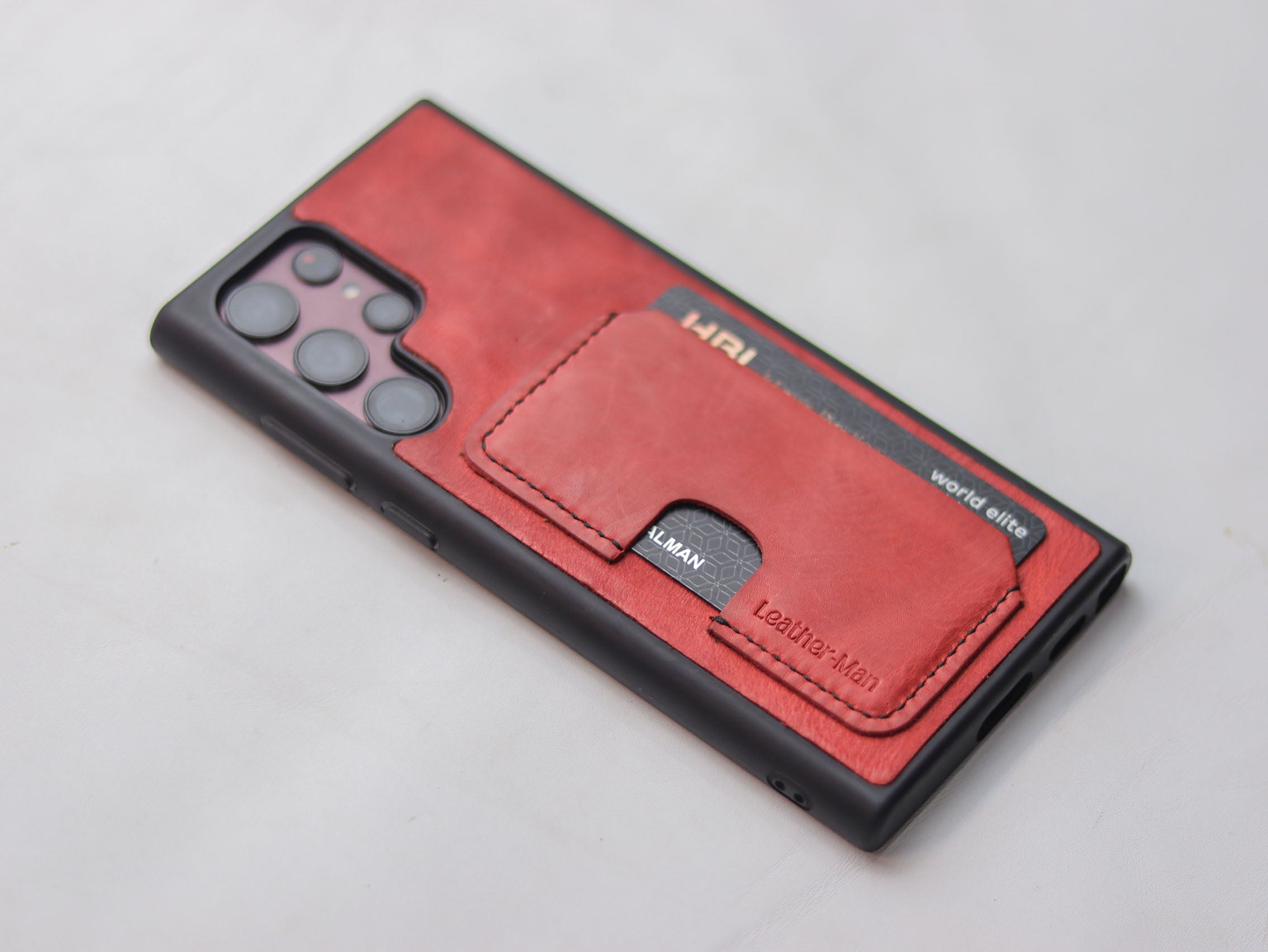 PRISMATIC RED LEATHER WALLET PHONE CASE