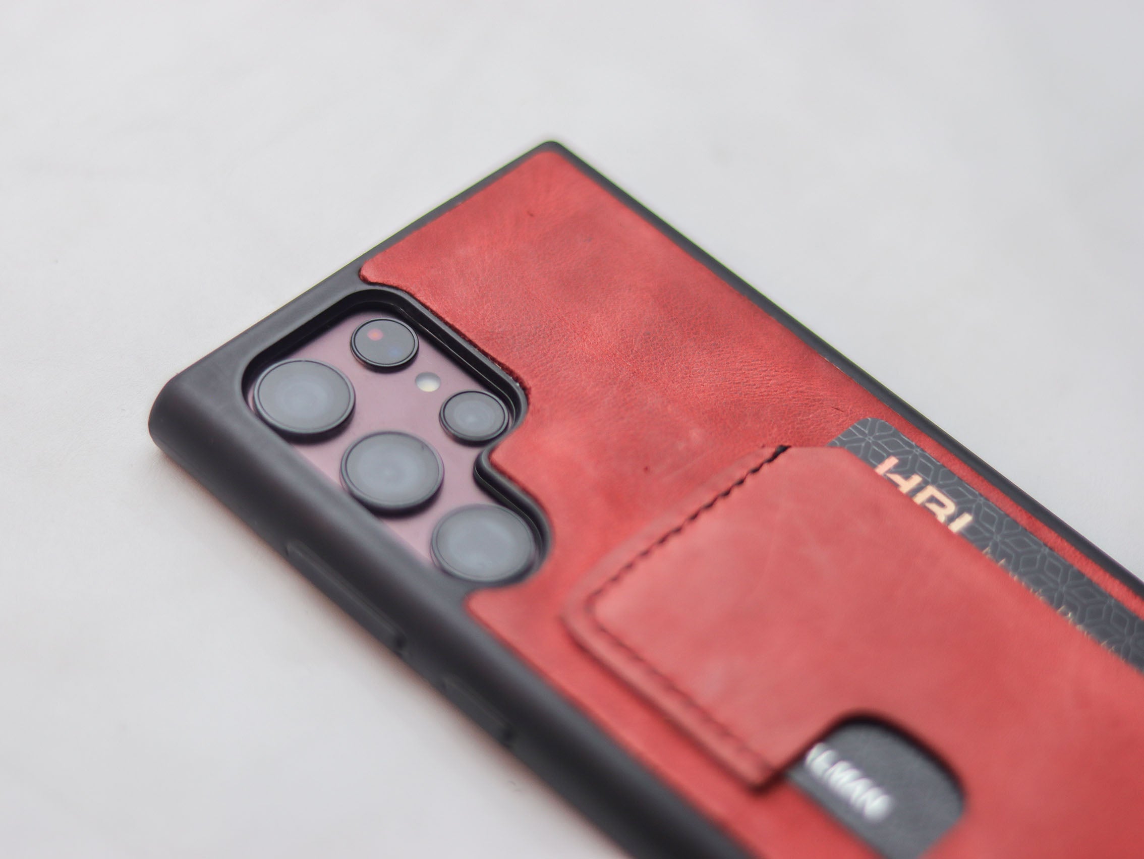 PRISMATIC RED LEATHER WALLET PHONE CASE