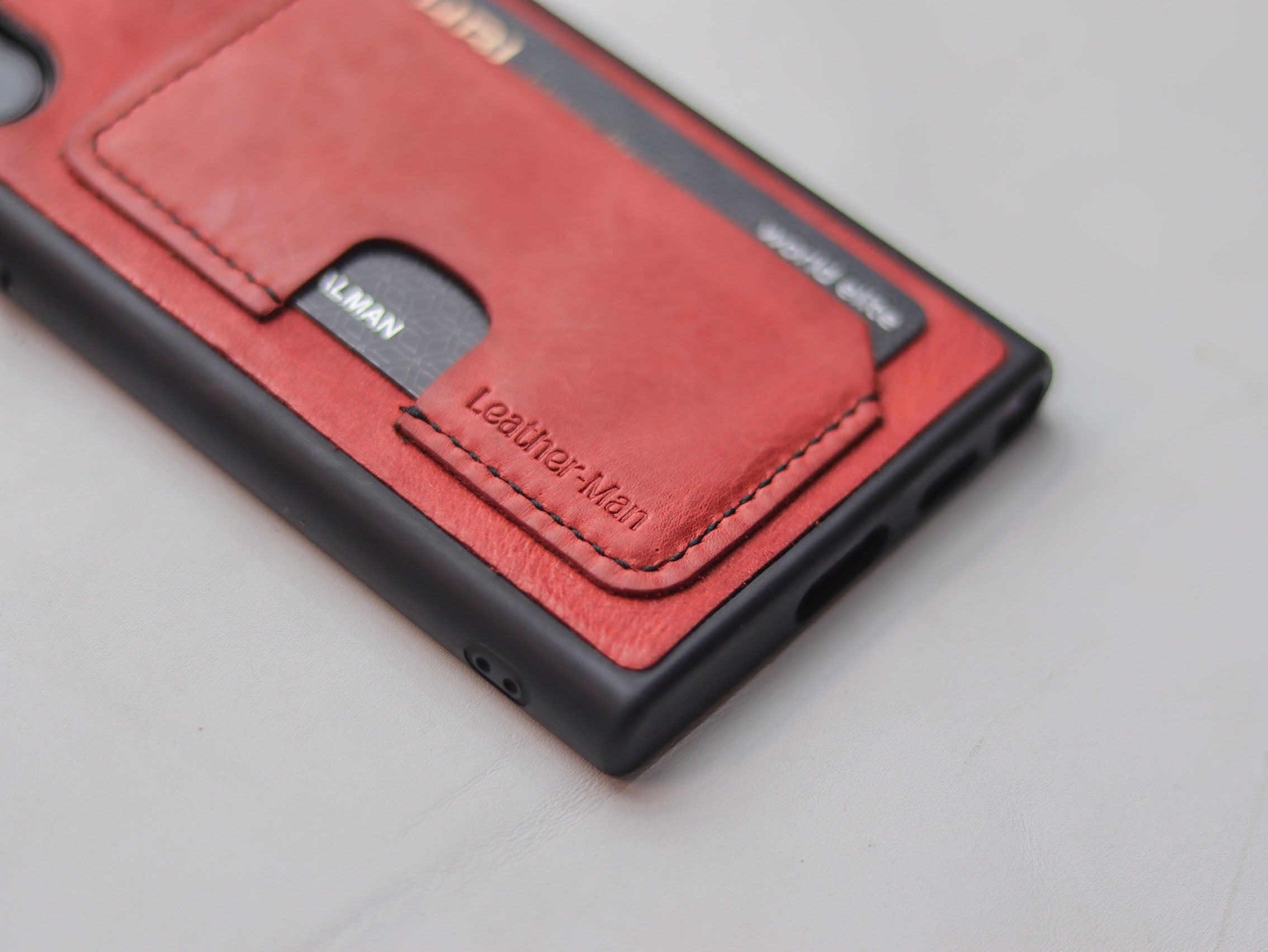PRISMATIC RED LEATHER WALLET PHONE CASE