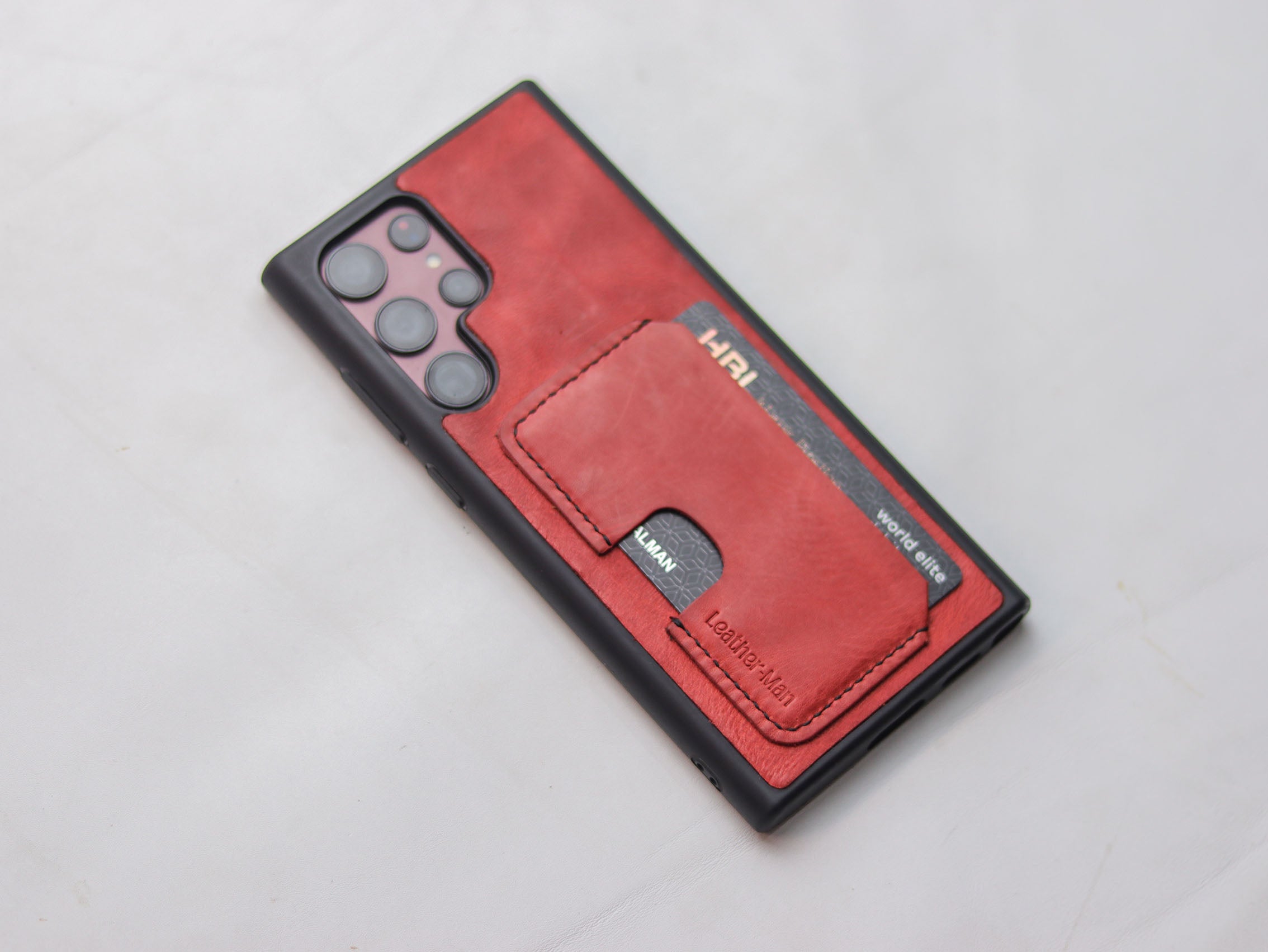 PRISMATIC RED LEATHER WALLET PHONE CASE