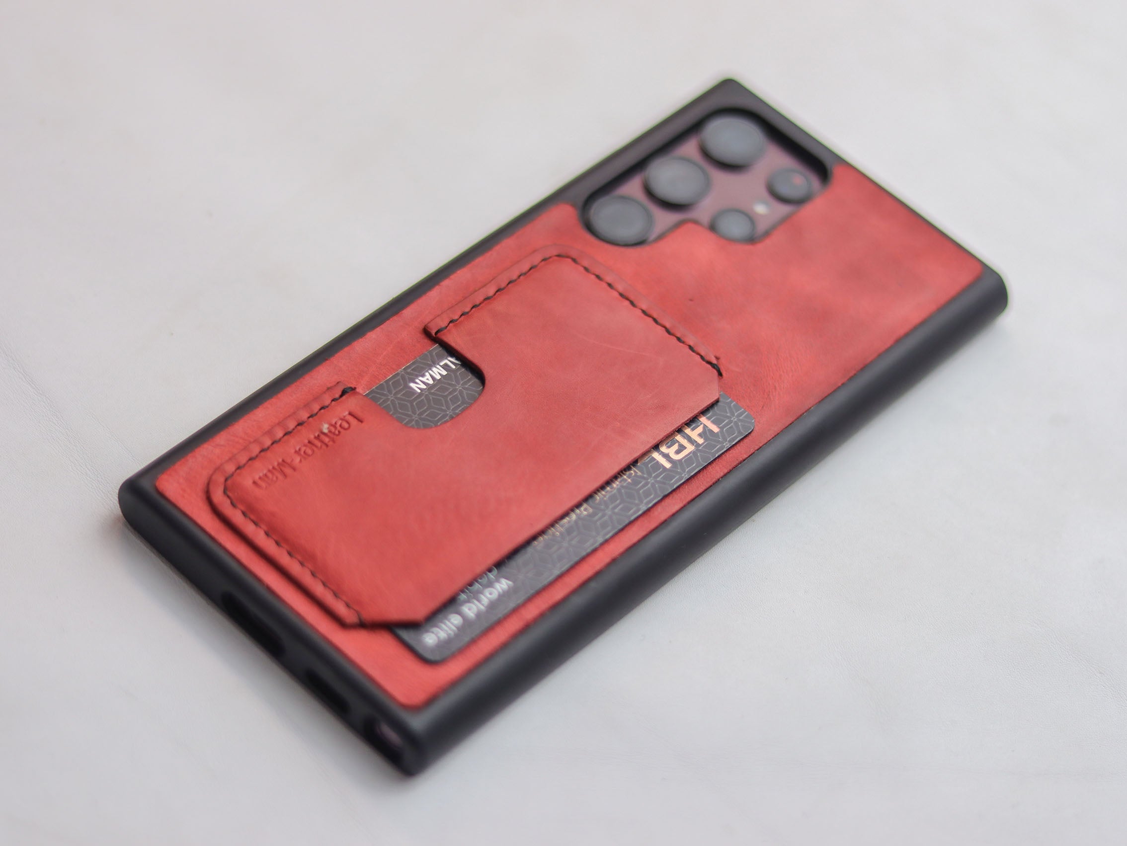 PRISMATIC RED LEATHER WALLET PHONE CASE