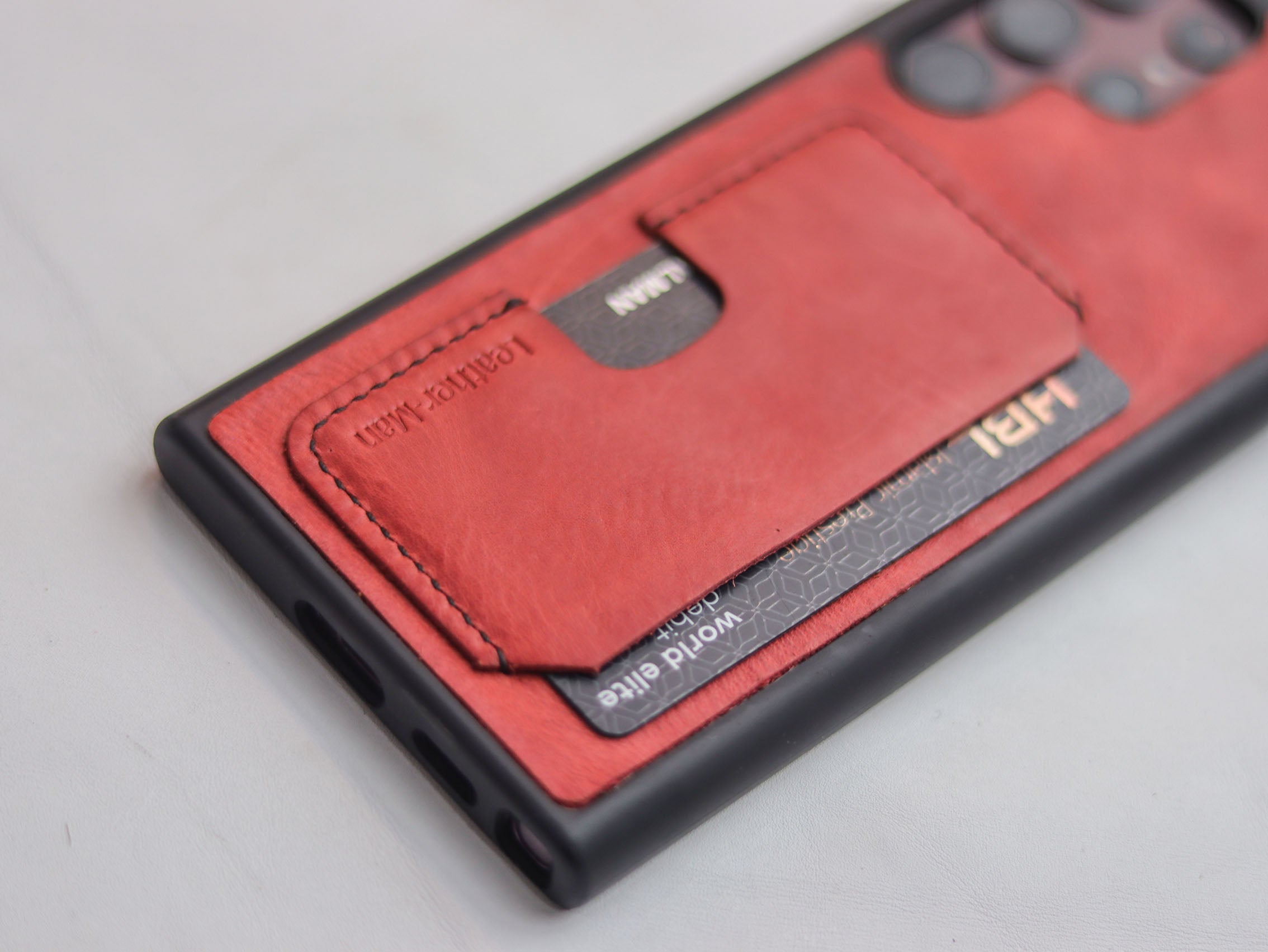 PRISMATIC RED LEATHER WALLET PHONE CASE