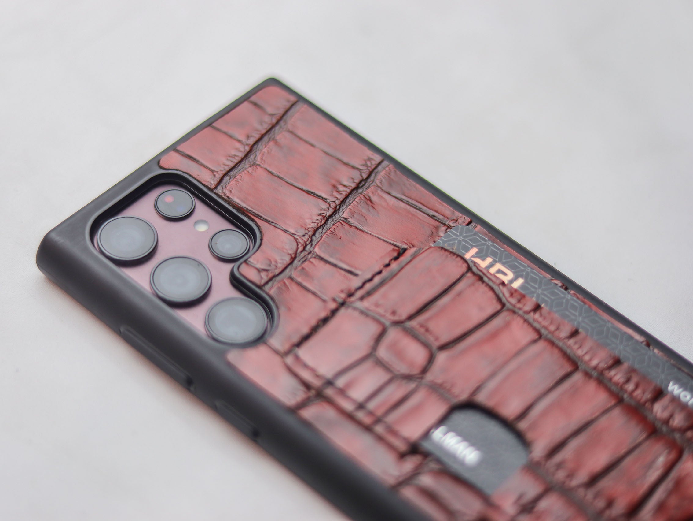 BURGUNDY CROCO (LARGE SCALE) LEATHER WALLET PHONE CASE