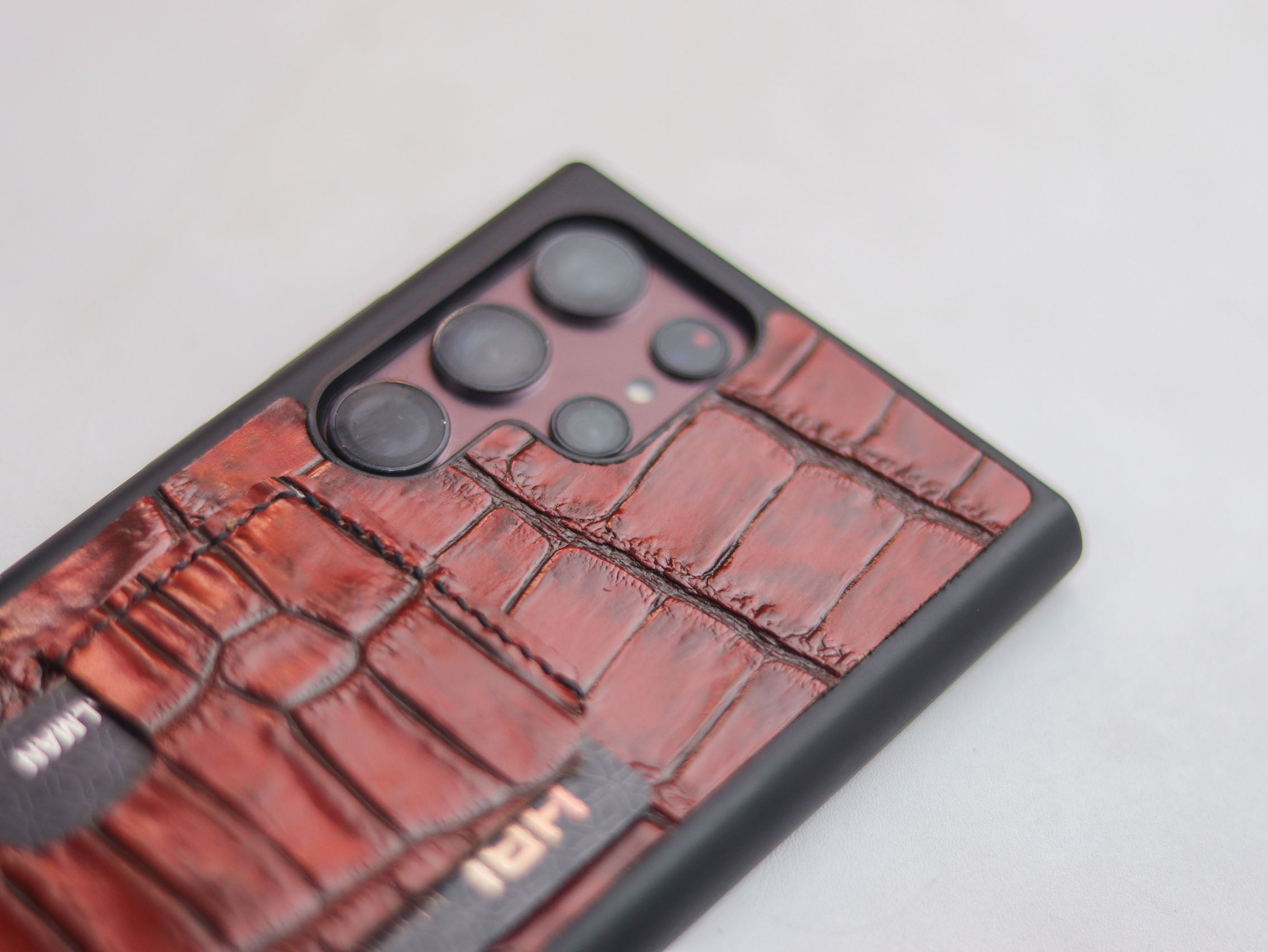 BURGUNDY CROCO (LARGE SCALE) LEATHER WALLET PHONE CASE