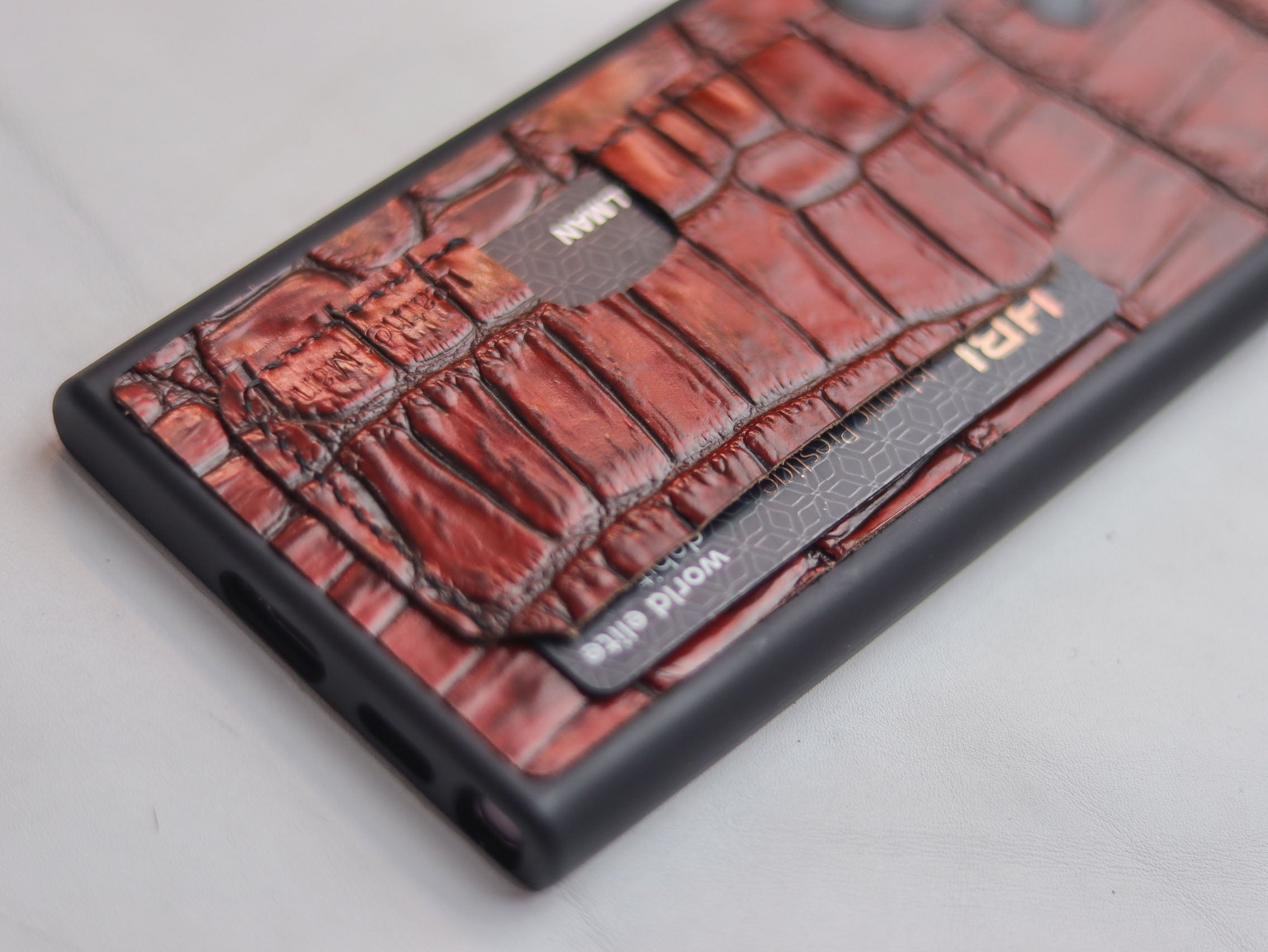 BURGUNDY CROCO (LARGE SCALE) LEATHER WALLET PHONE CASE