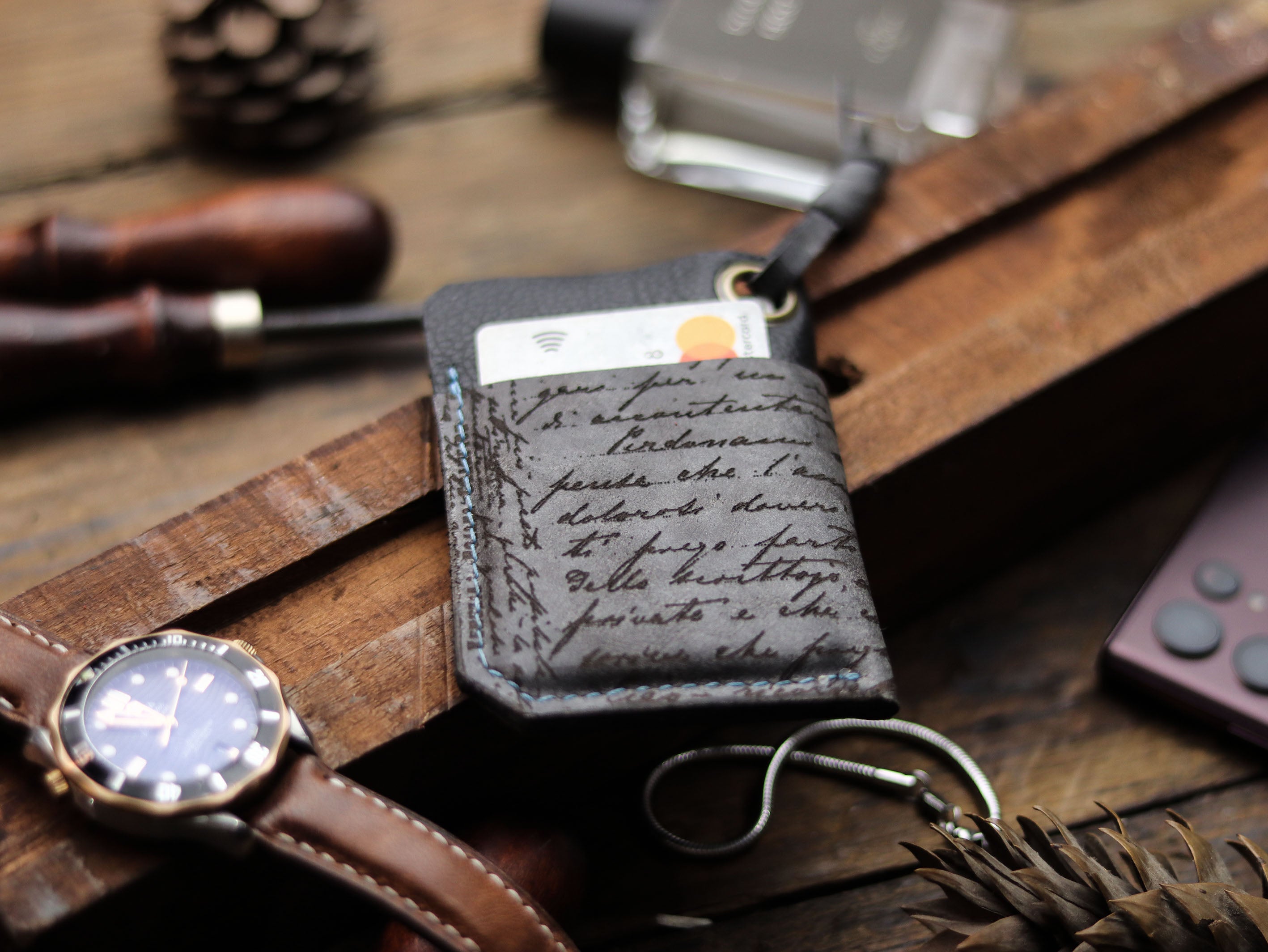 ETON - STONE BLUE LEATHER (ENGRAVED)