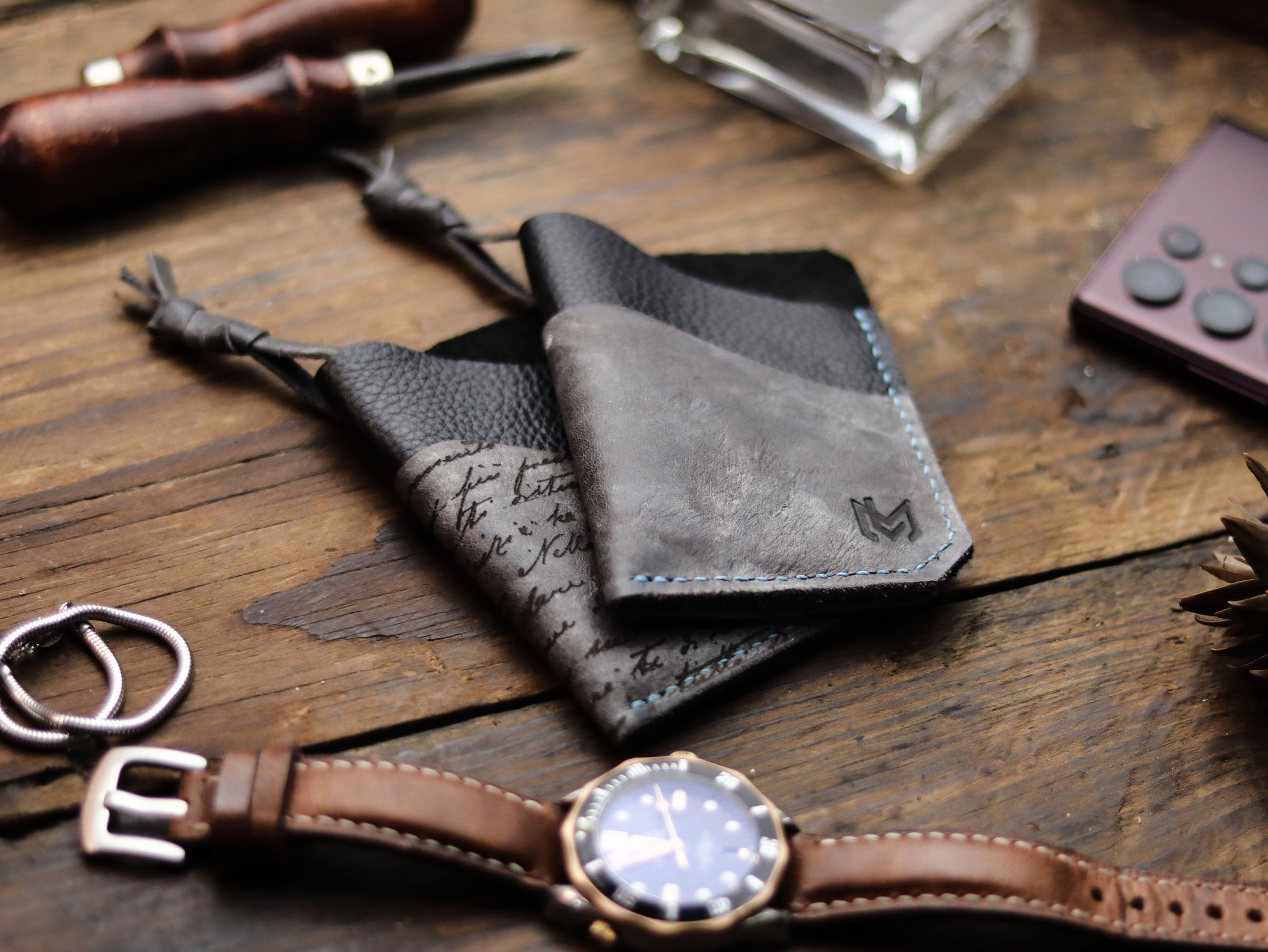 ETON - STONE BLUE LEATHER (ENGRAVED)