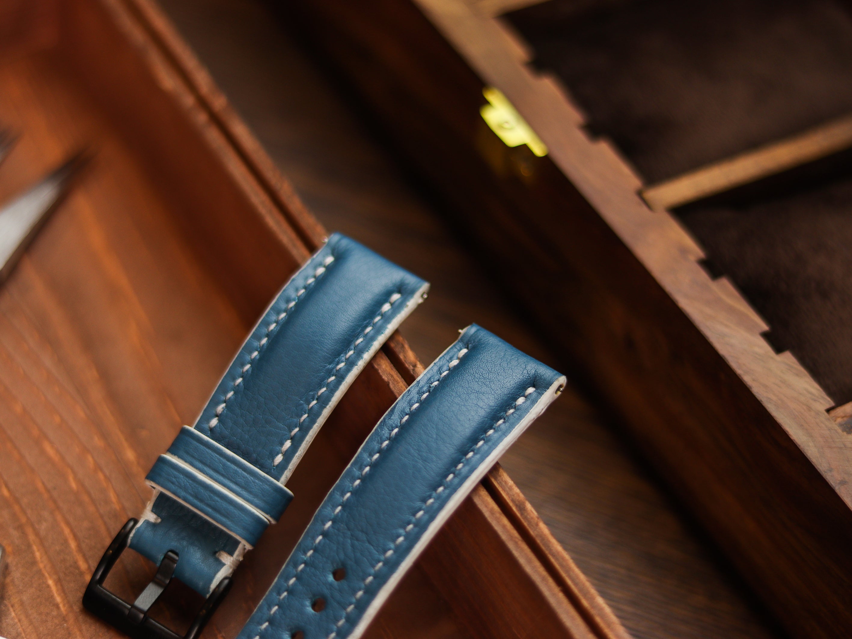 COBALT BLUE CALF LEATHER WATCH STRAPS - PADDED