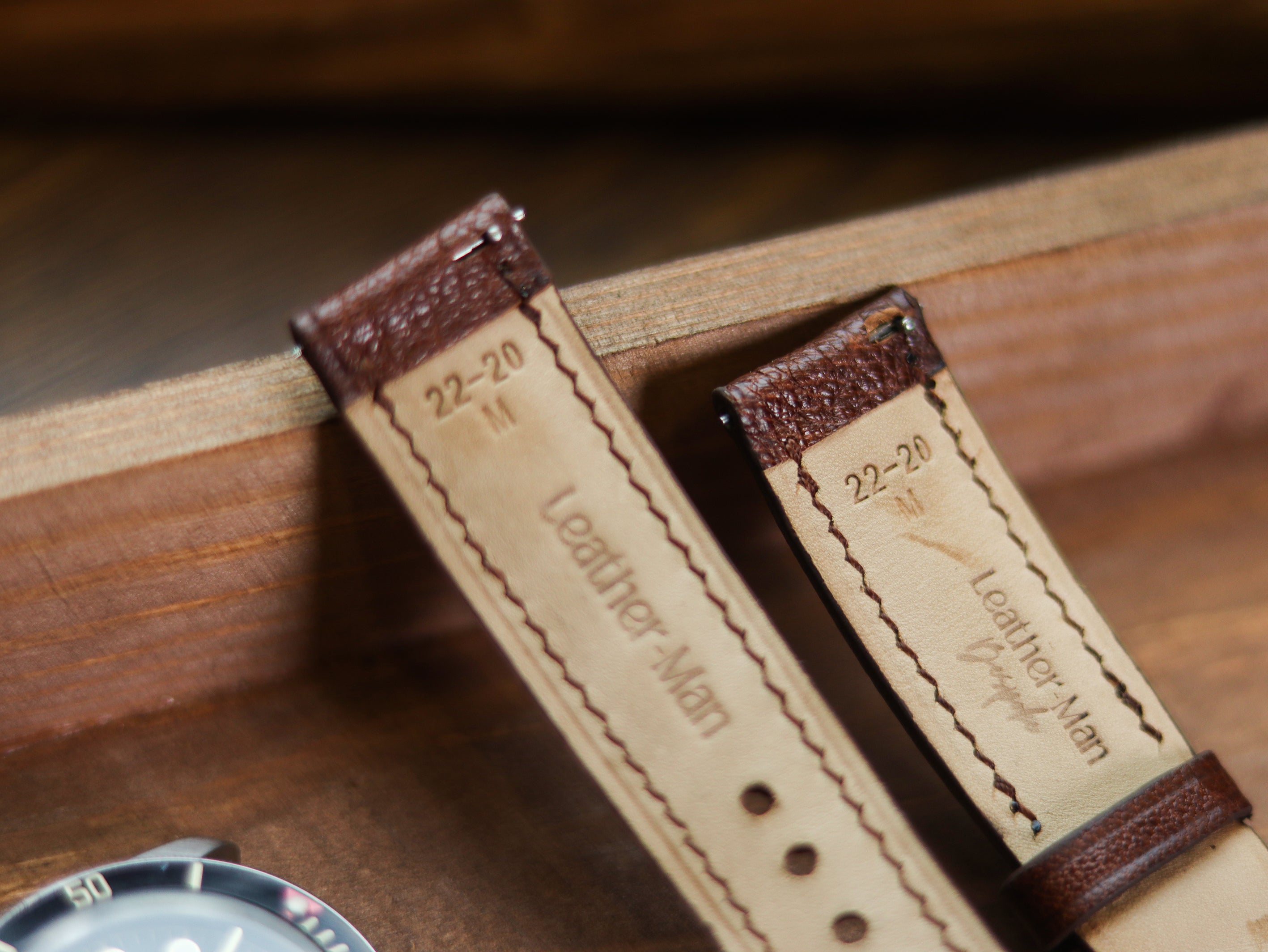 PECAN BROWN CALF LEATHER WATCH STRAPS - PADDED