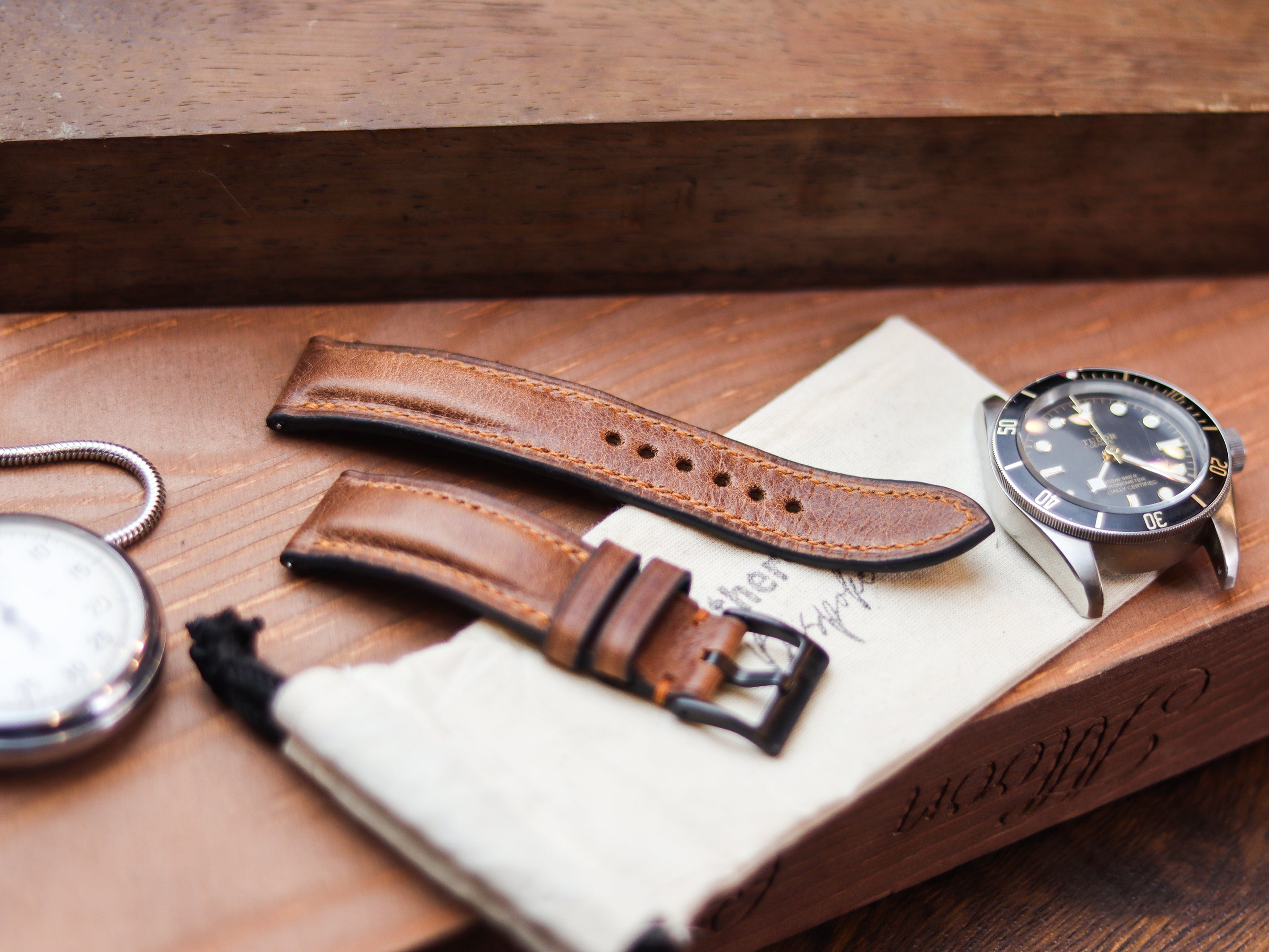 RUSTY BROWN CALF LEATHER WATCH STRAPS - PADDED