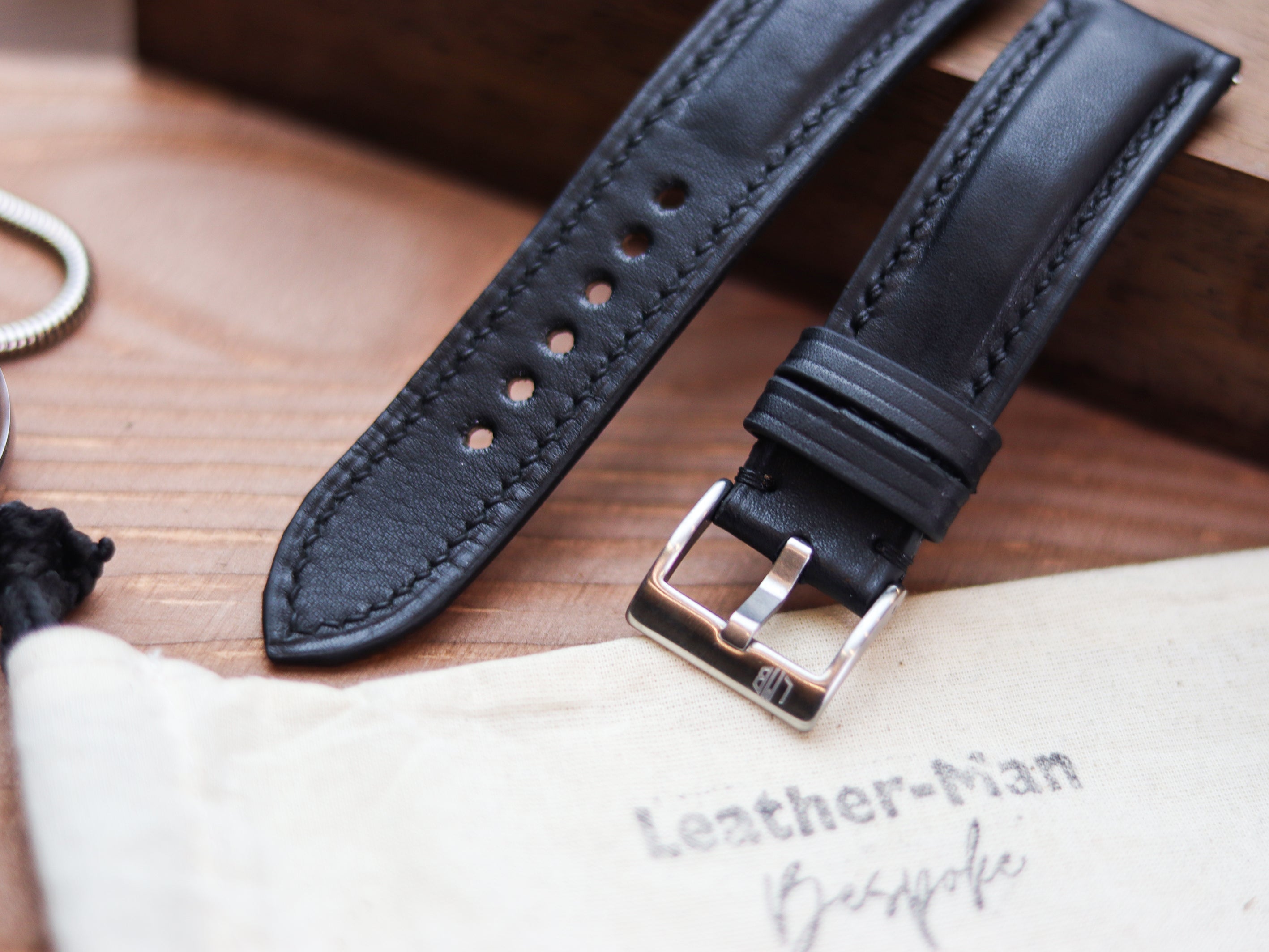 PHANTOM BLACK CALF LEATHER WATCH STRAPS - PADDED
