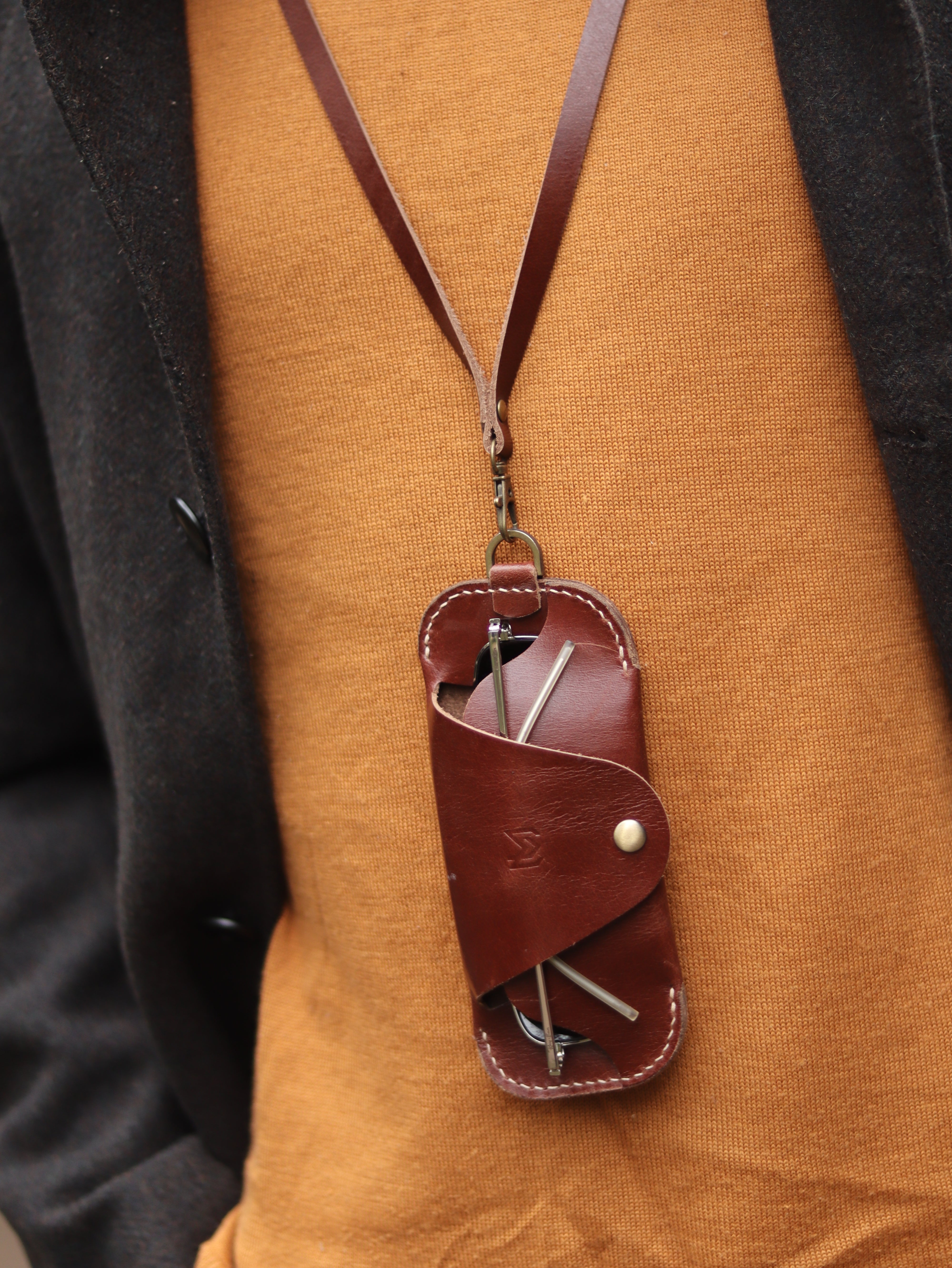 SG-2 SUNGLASSES CASE - WHISKY BROWN LEATHER