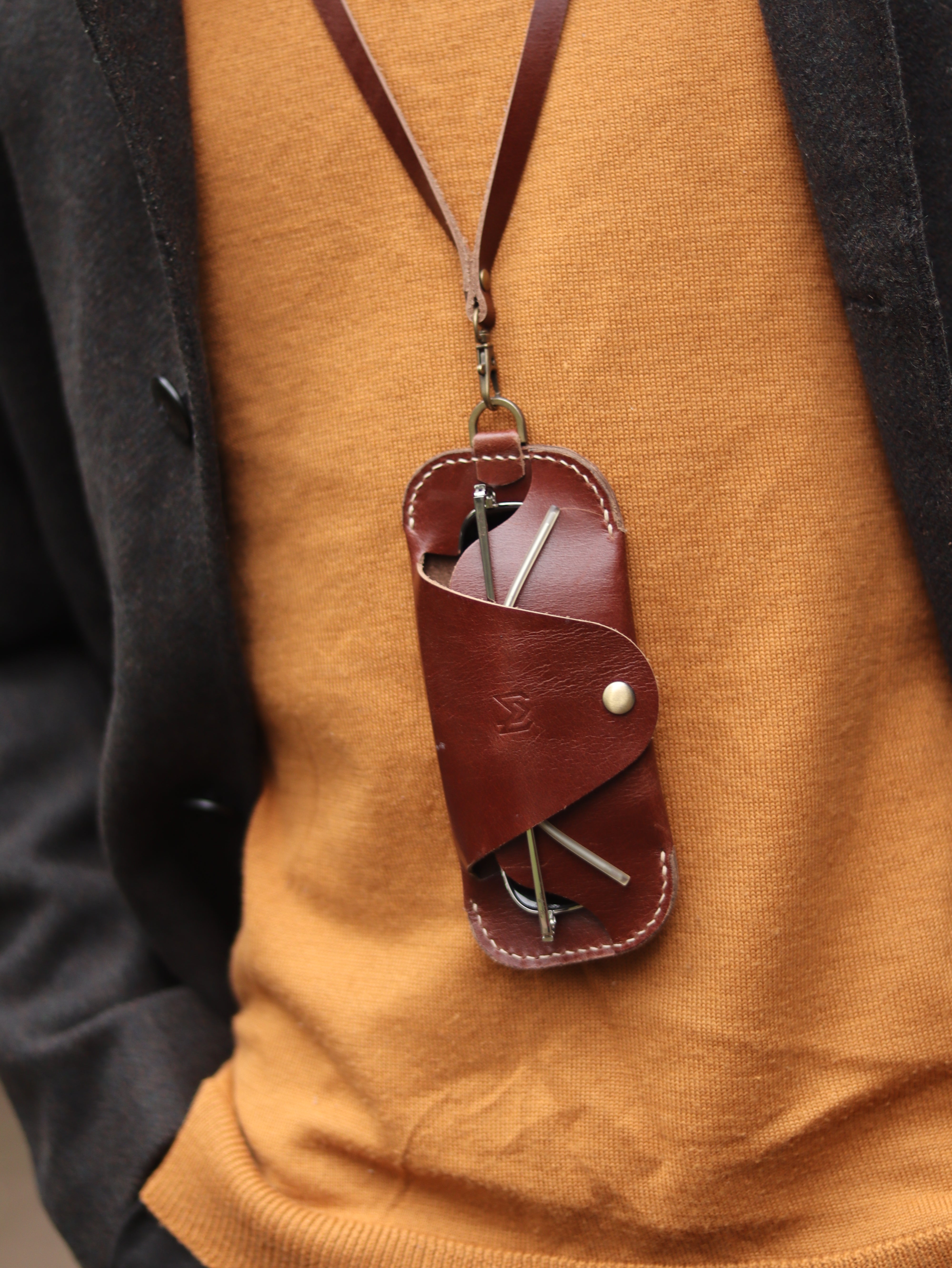 SG-2 SUNGLASSES CASE - WHISKY BROWN LEATHER