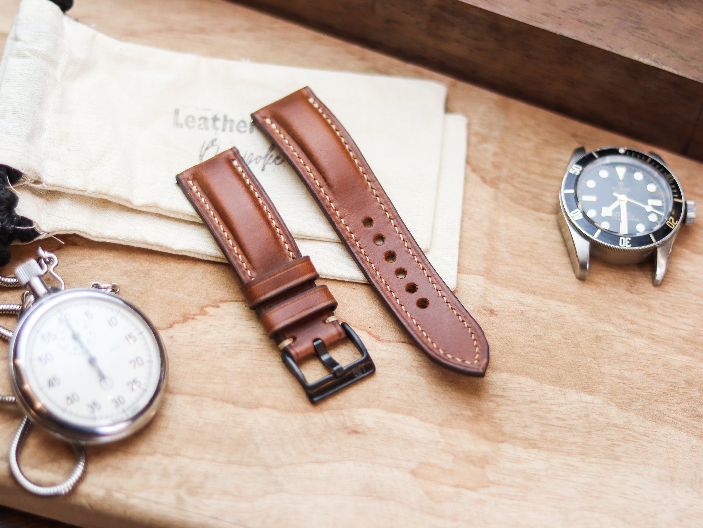 GINGERBREAD BROWN CALF LEATHER WATCH STRAPS - PADDED