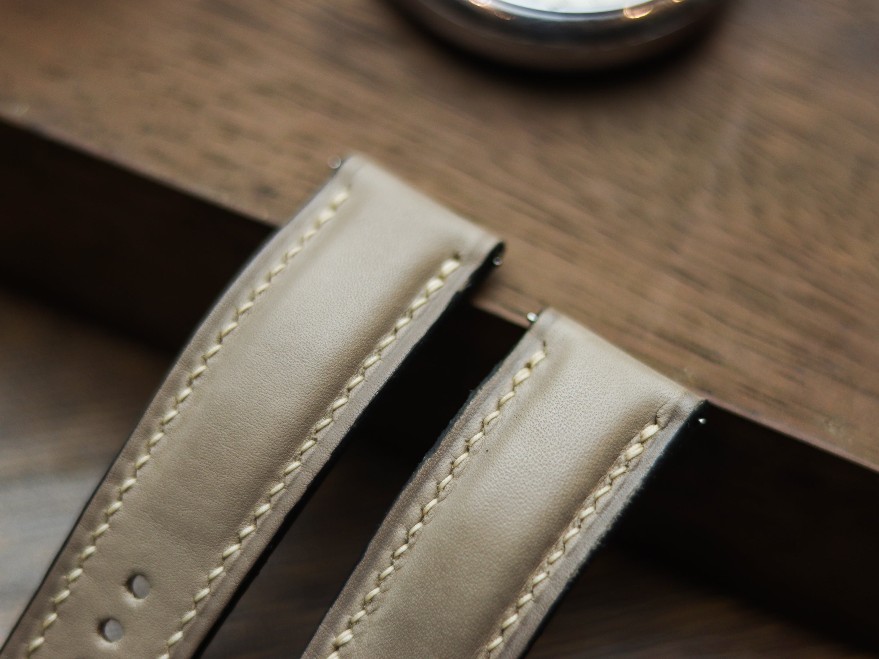 BONE GRAY CALF LEATHER WATCH STRAPS - PADDED
