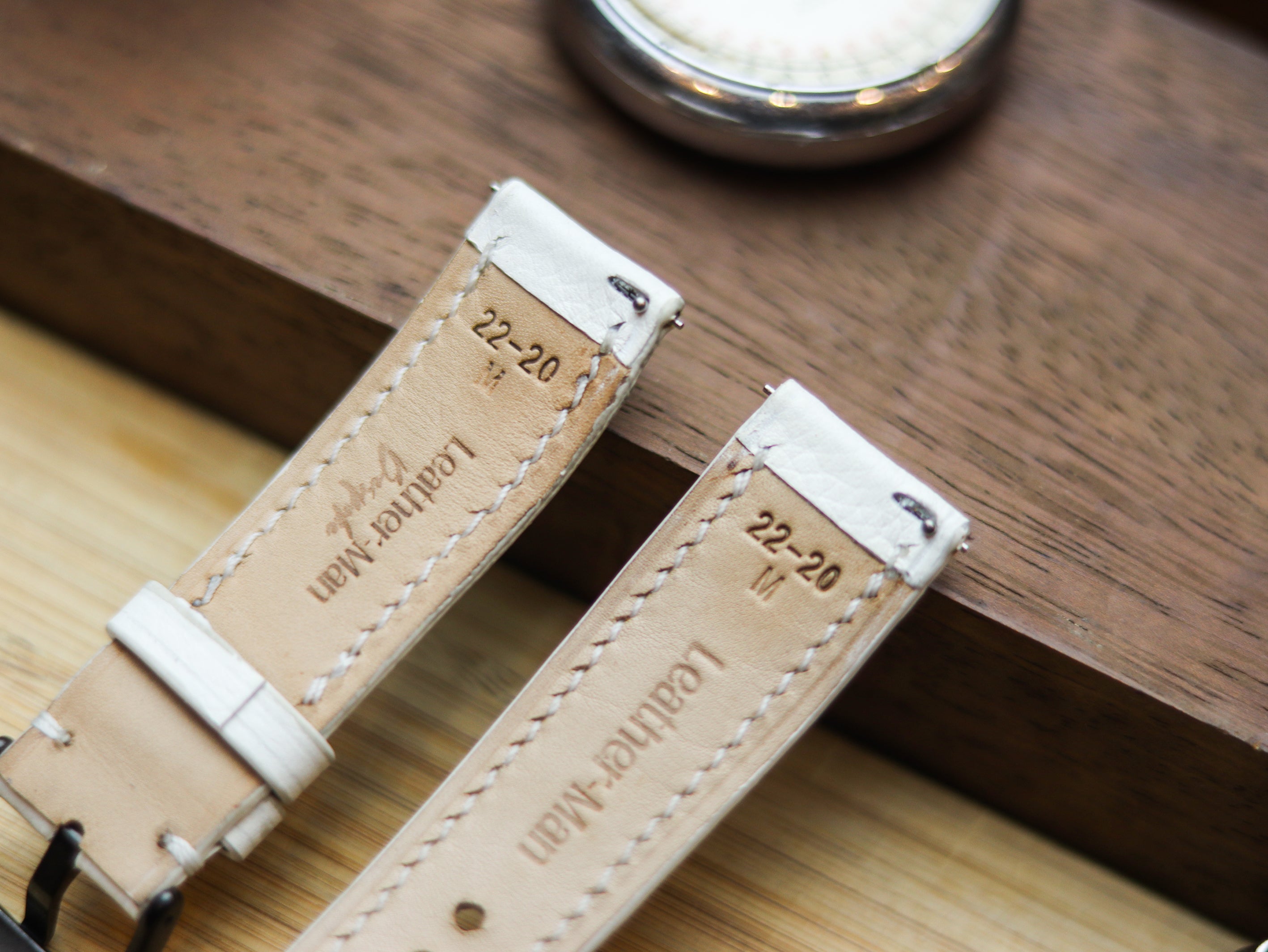 PURE WHITE CALF LEATHER WATCH STRAPS - PADDED