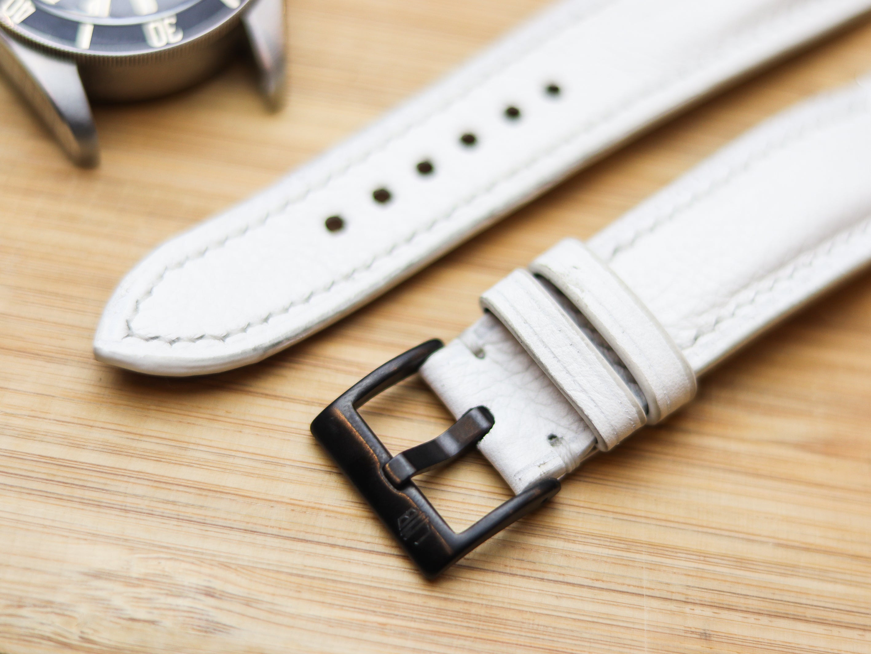 PURE WHITE CALF LEATHER WATCH STRAPS - PADDED