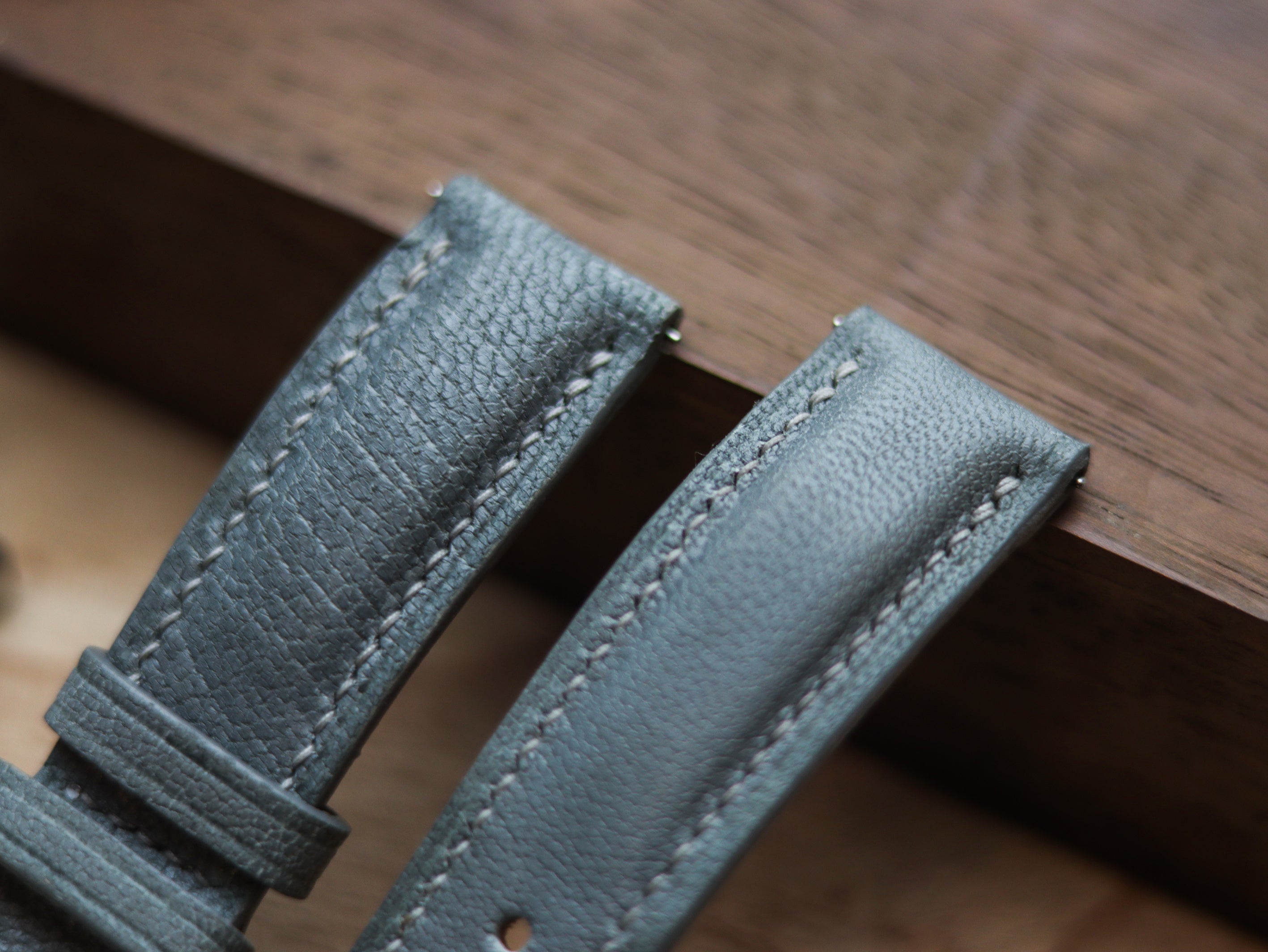 CHROME GRAY CALF LEATHER WATCH STRAPS - PADDED