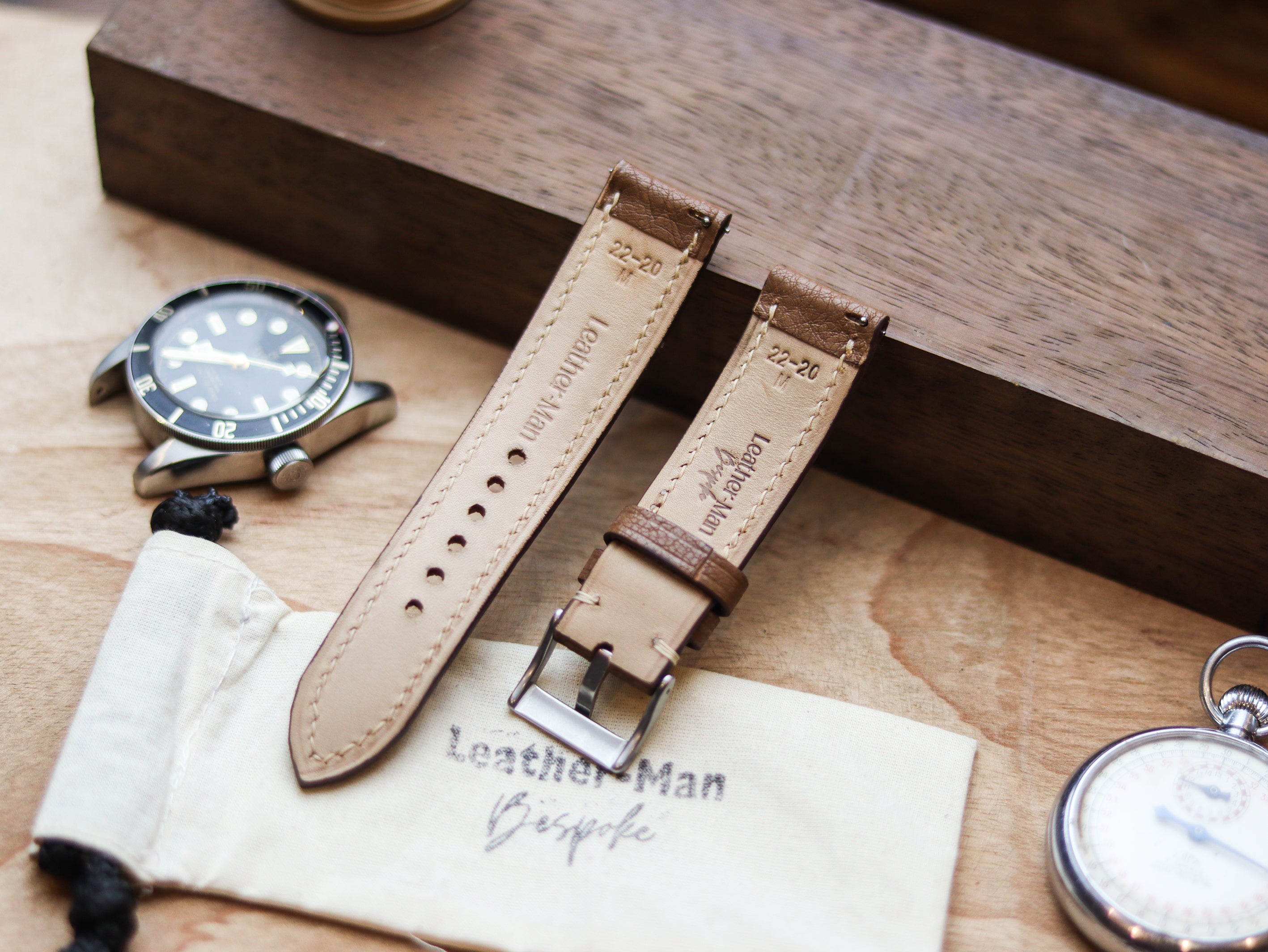 DESERT BROWN CALF LEATHER WATCH STRAPS - PADDED