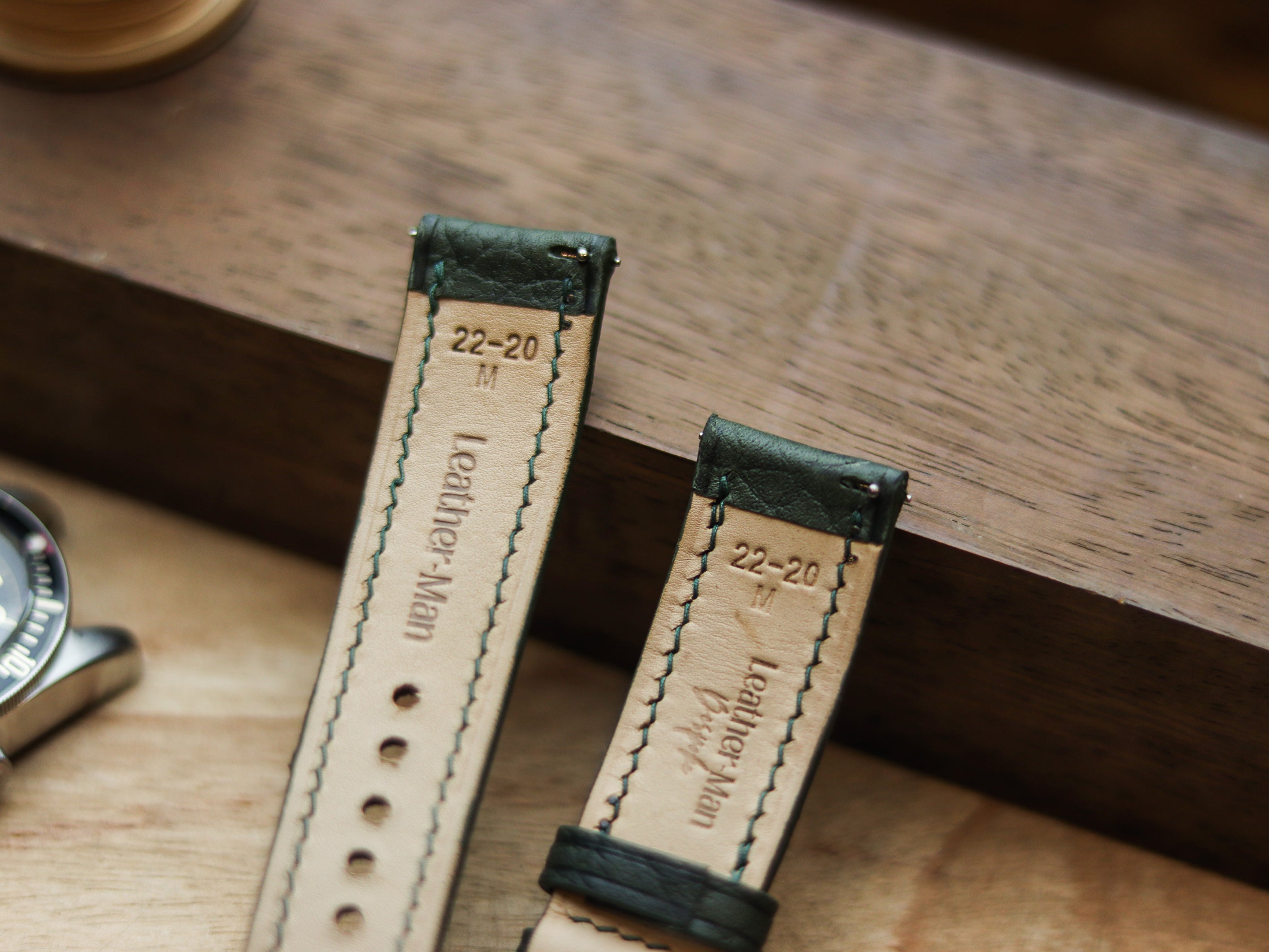 PINE GREEN CALF LEATHER WATCH STRAPS - PADDED