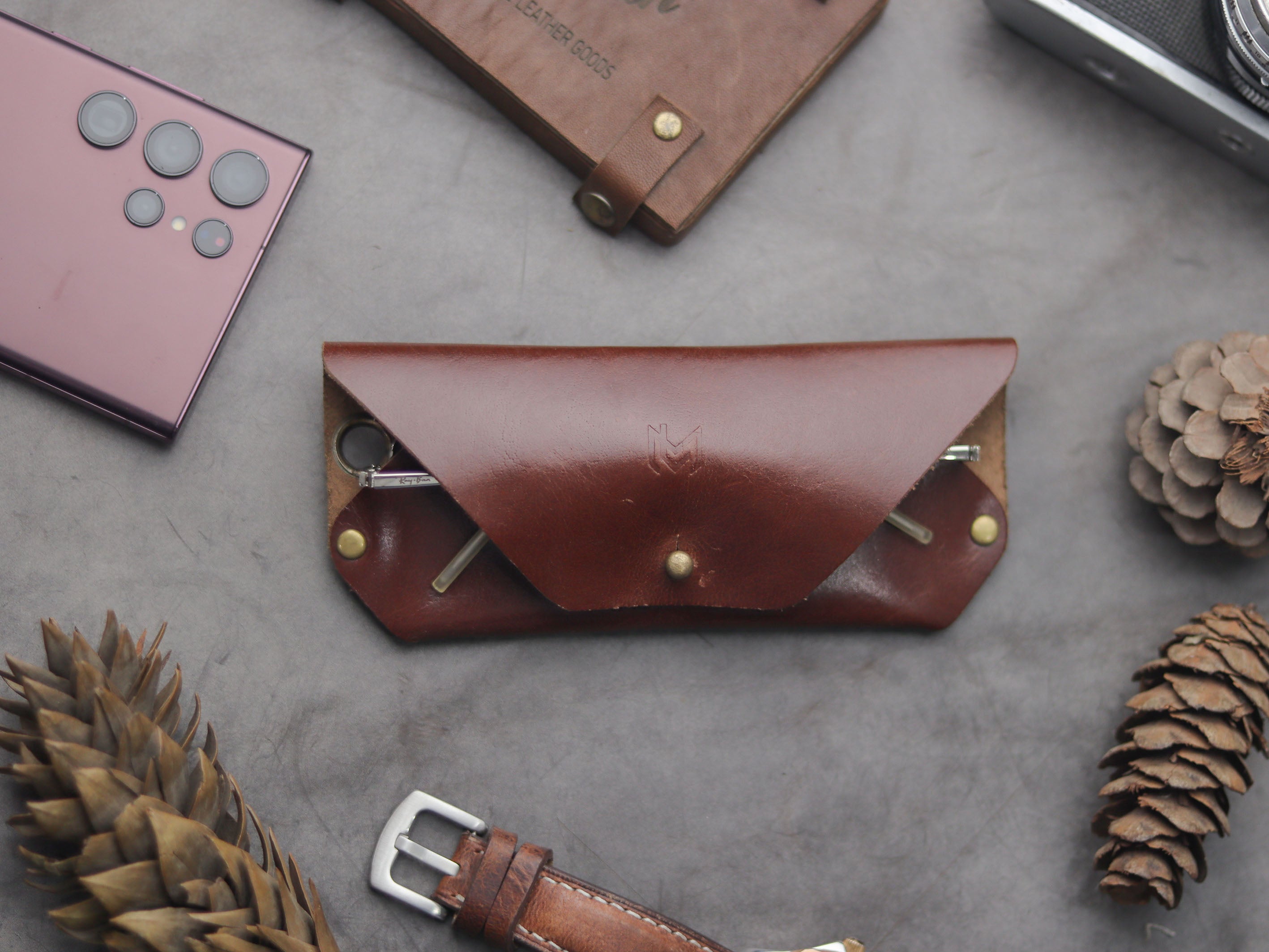 SG-1 SUNGLASSES CASE - WHISKY BROWN LEATHER