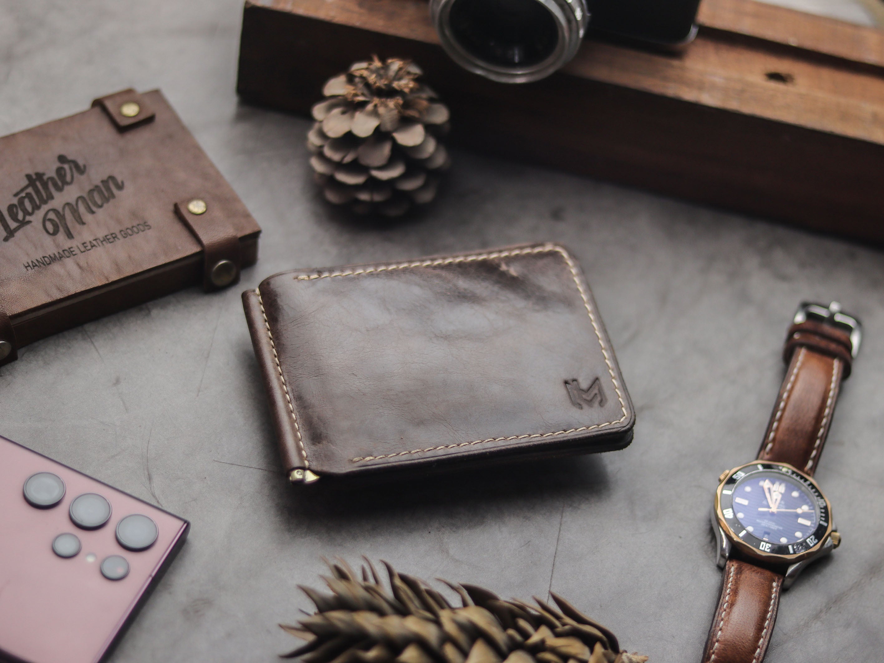 HASPER - CLIPPER WALLET WALNUT BROWN LEATHER