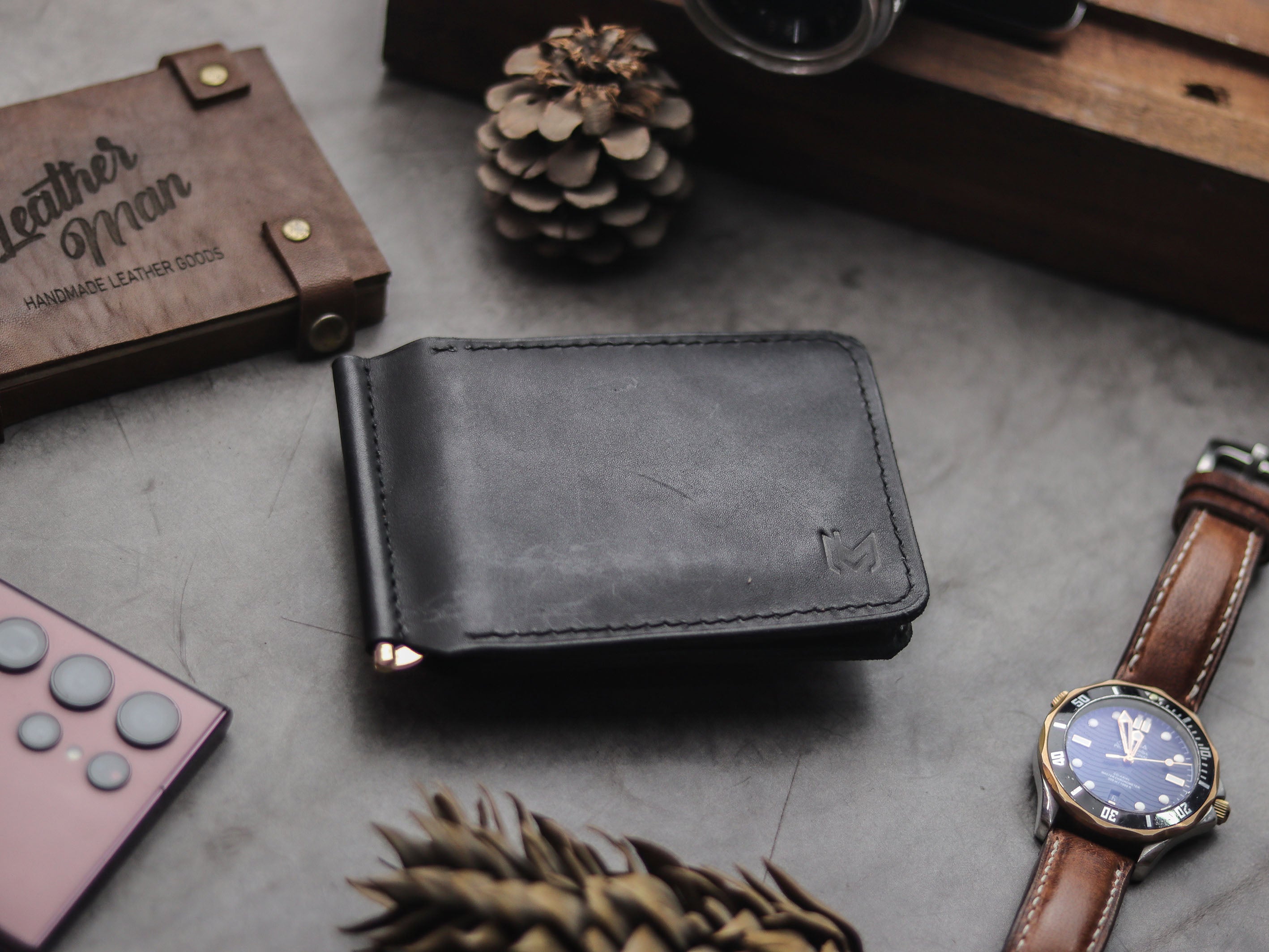HASPER - CLIPPER WALLET PHANTOM BLACK LEATHER