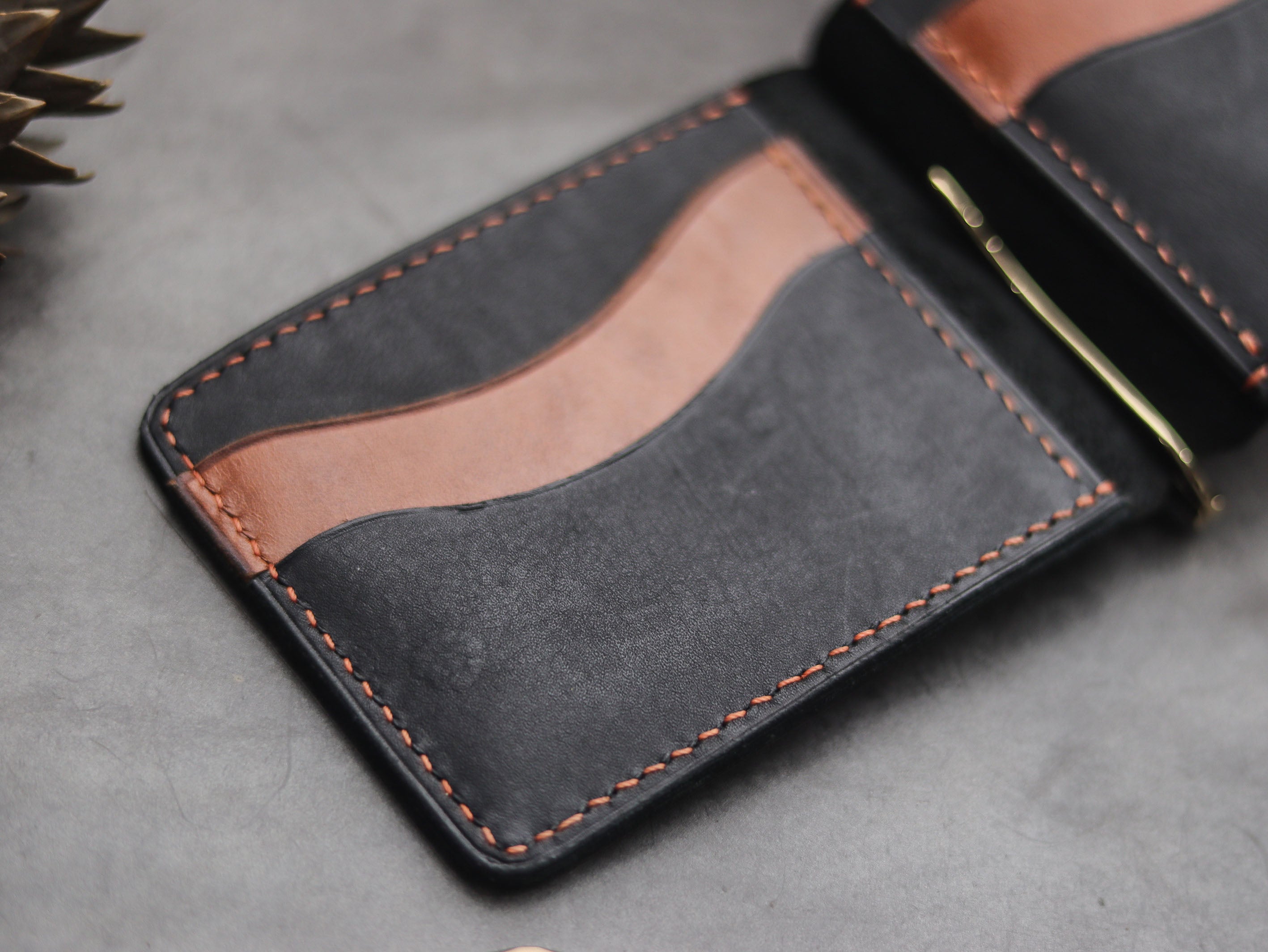 HASPER - CLIPPER WALLET PHANTOM BLACK & ORANGE LEATHER