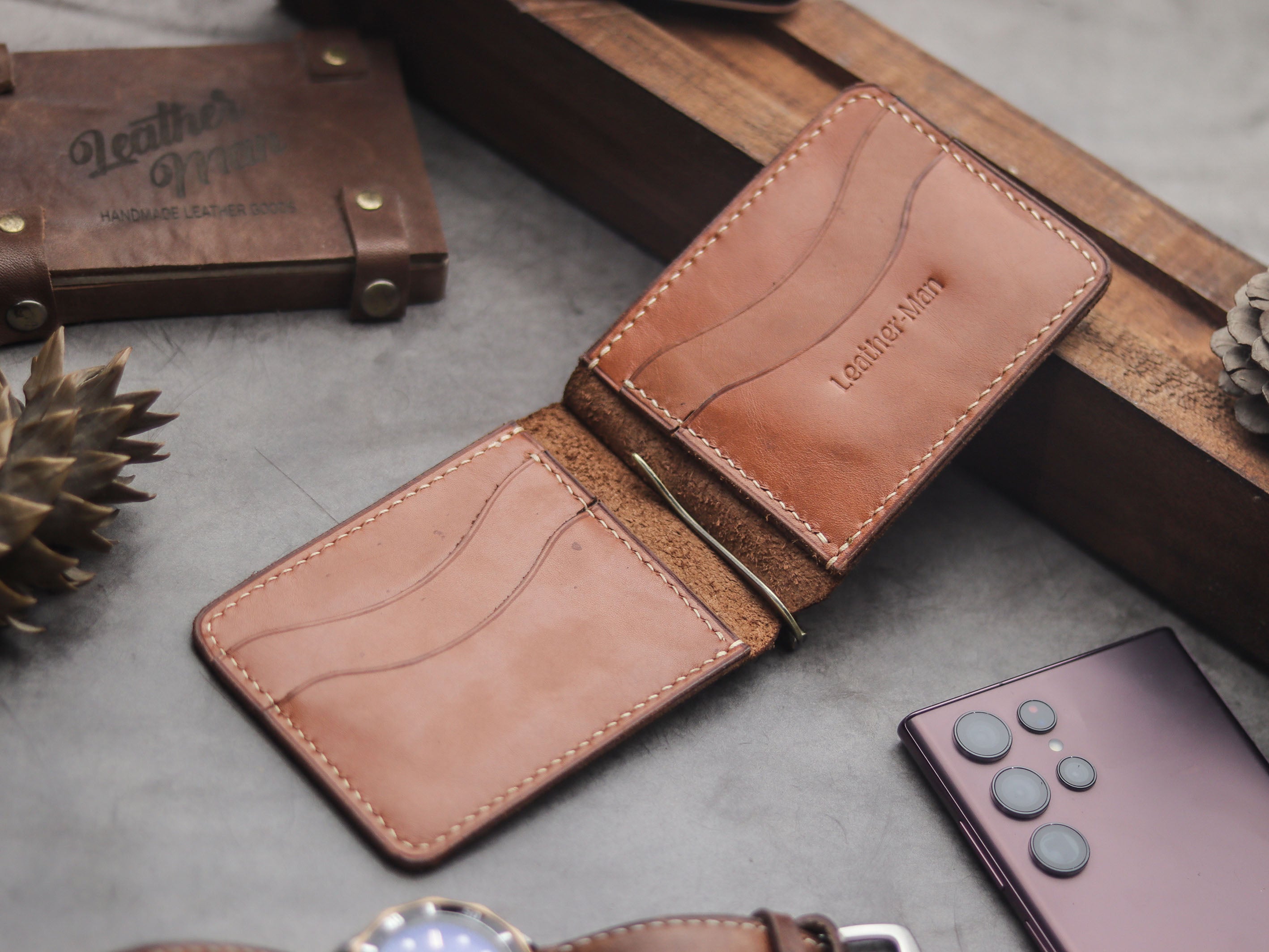 HASPER - CLIPPER WALLET TAN LEATHER