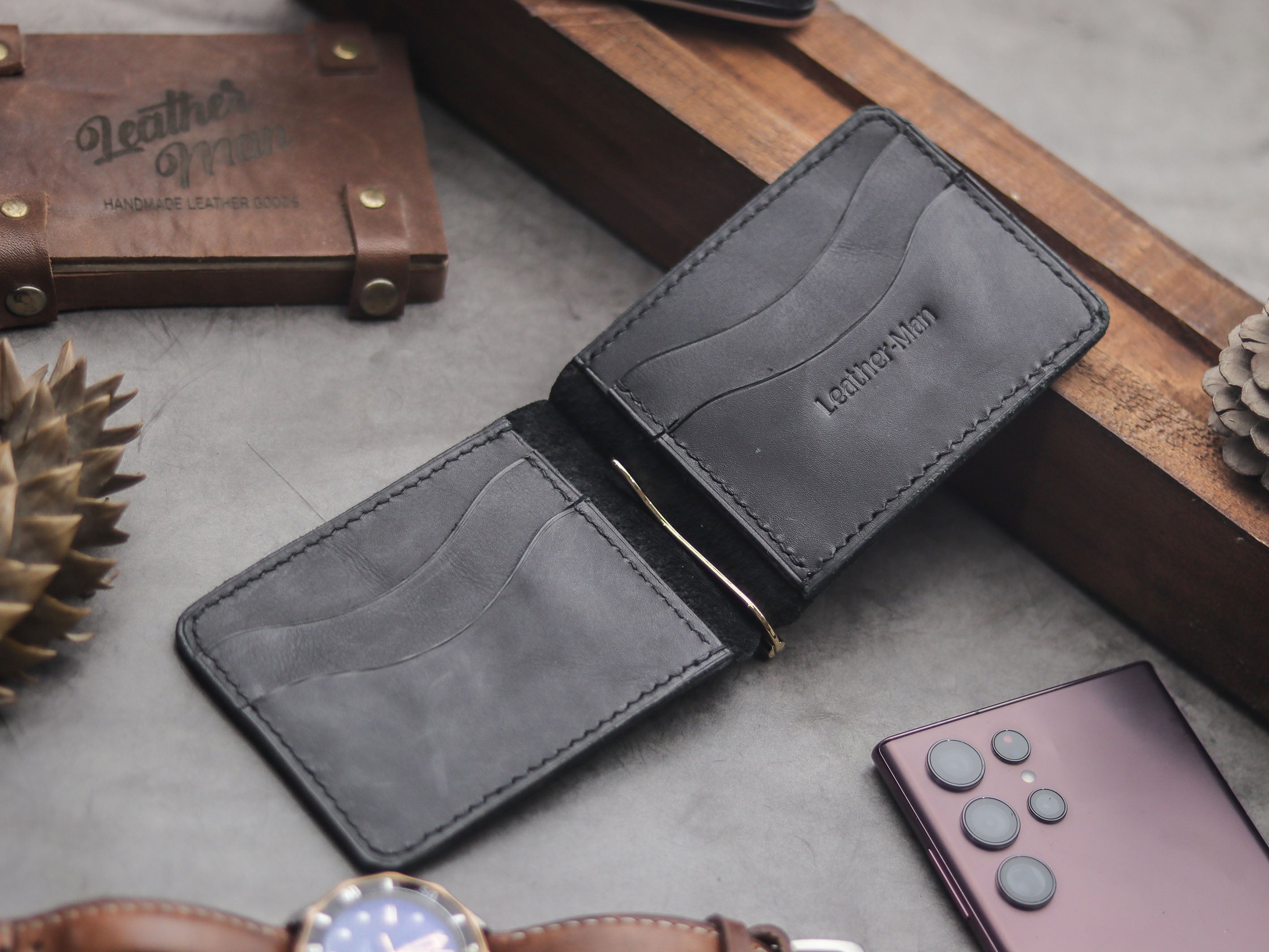 HASPER - CLIPPER WALLET PHANTOM BLACK LEATHER