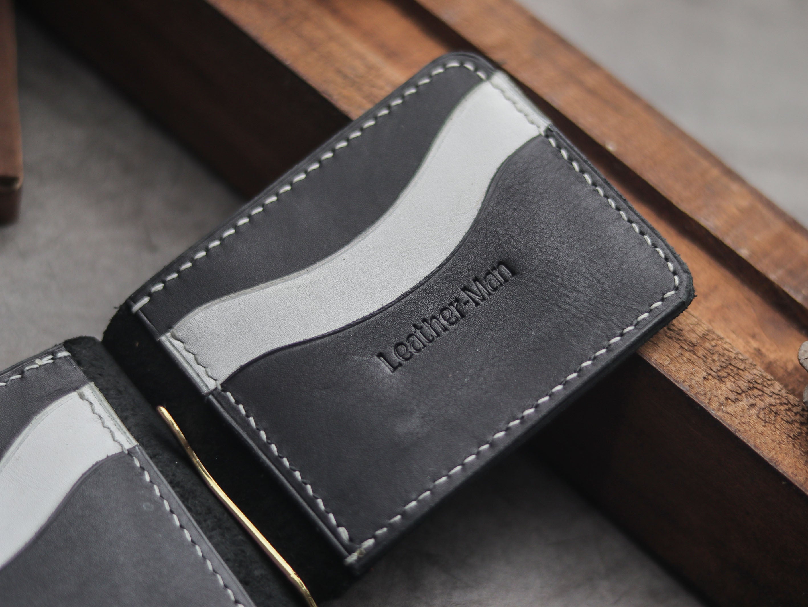 HASPER - CLIPPER WALLET PHANTOM BLACK & SNOW WHITE LEATHER