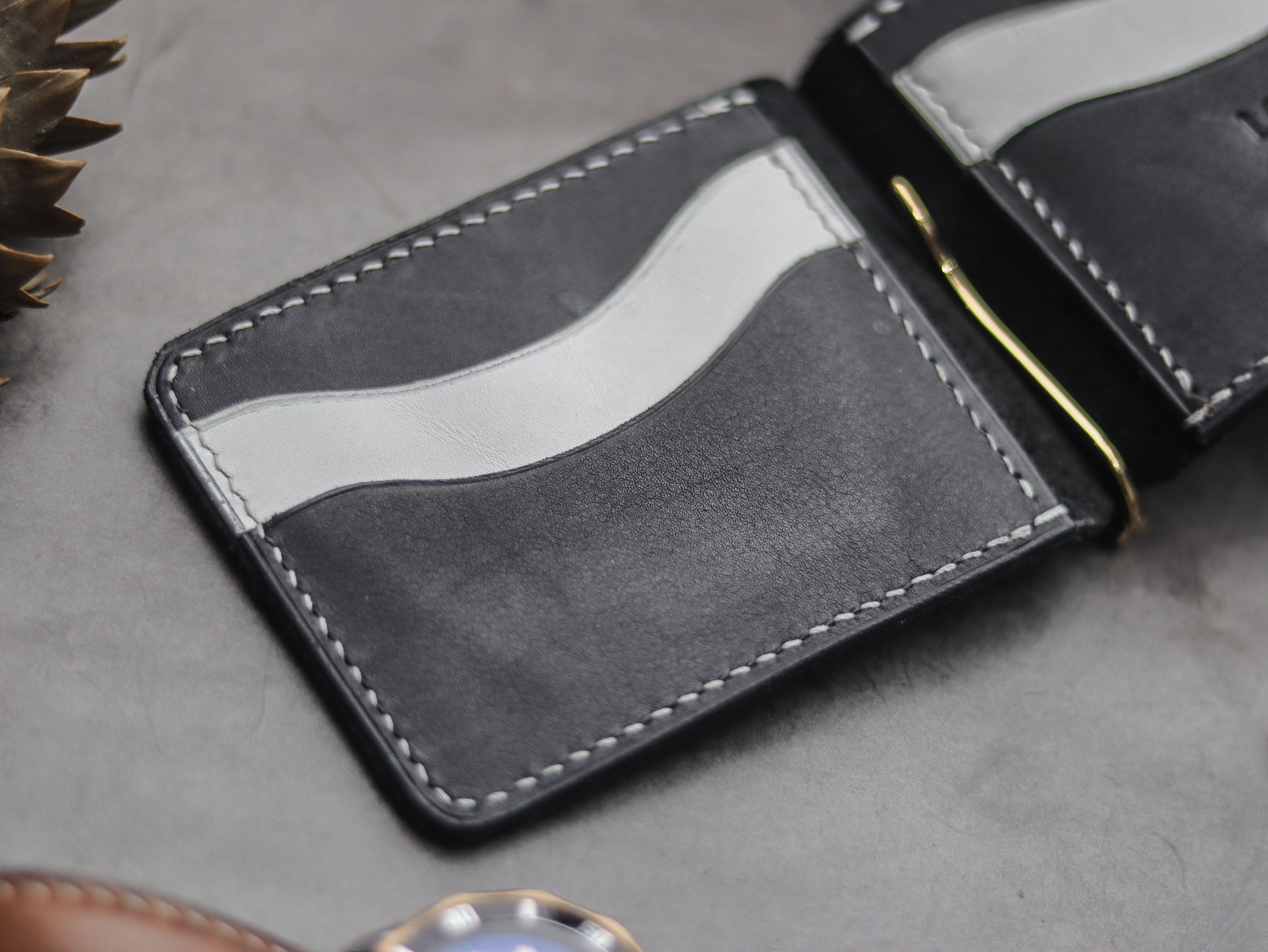 HASPER - CLIPPER WALLET PHANTOM BLACK & SNOW WHITE LEATHER
