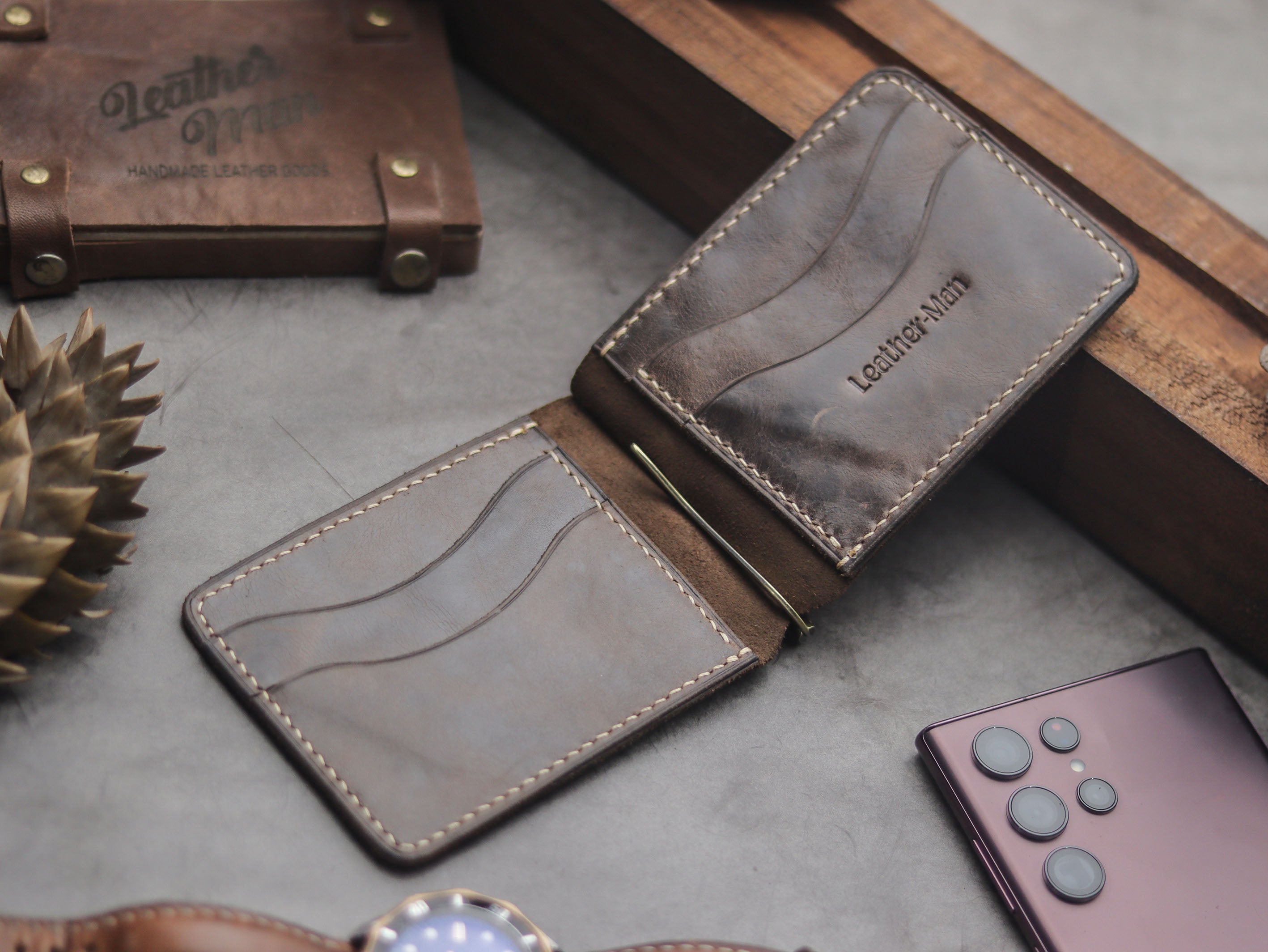 HASPER - CLIPPER WALLET WALNUT BROWN LEATHER