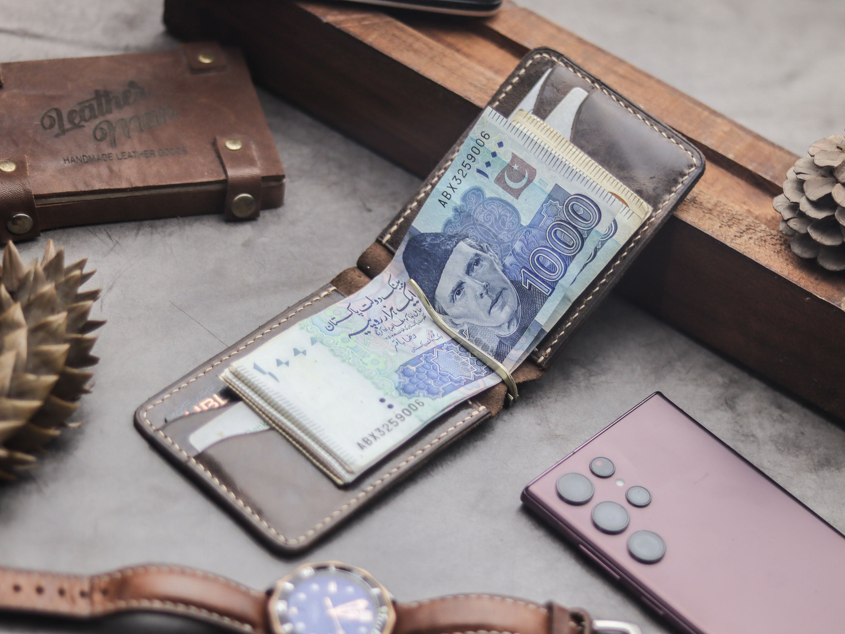 HASPER - CLIPPER WALLET WALNUT BROWN LEATHER