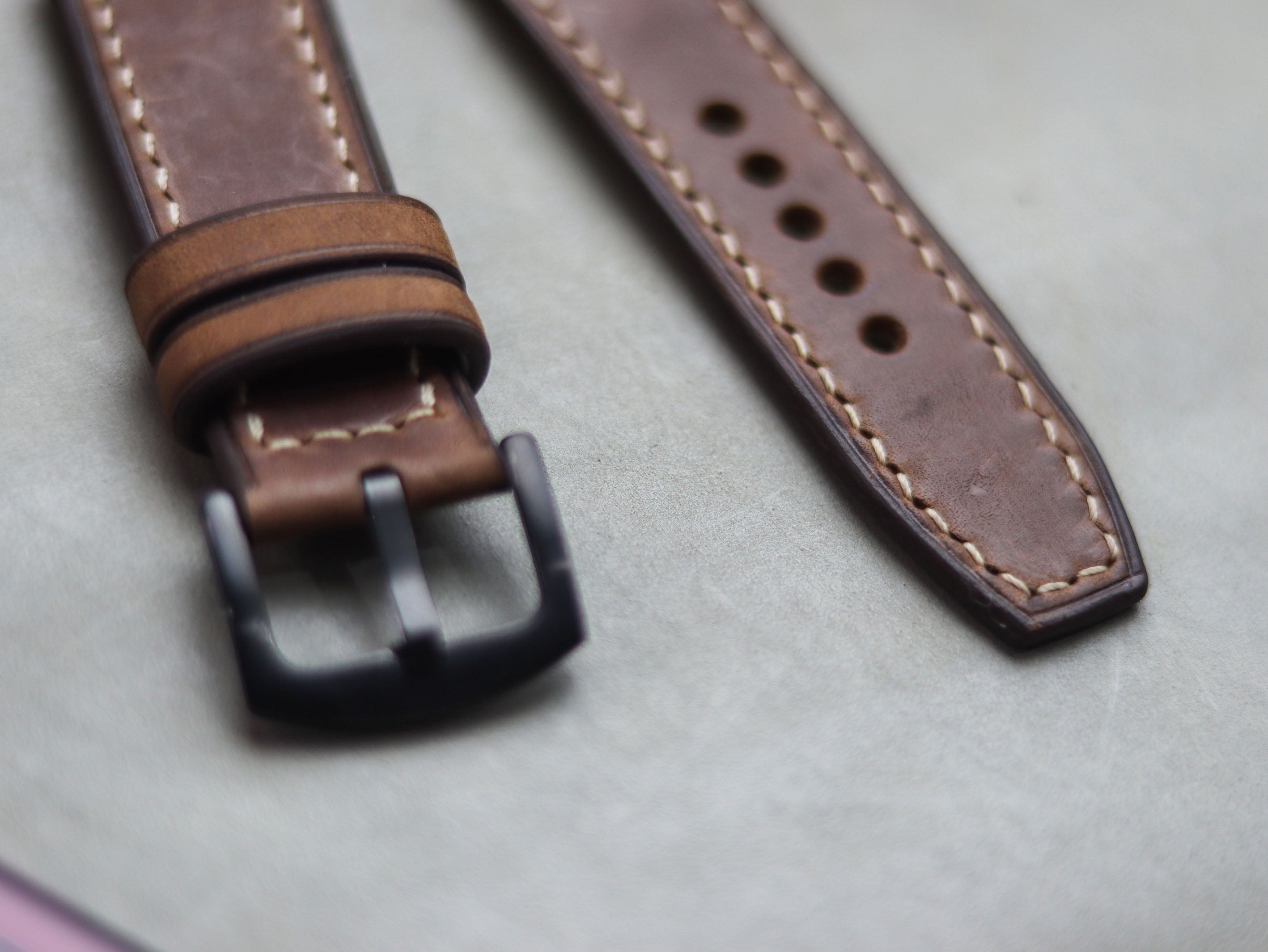 RUSTY BROWN HAND-CRAFTED WATCH STRAPS - BOX STITCHED