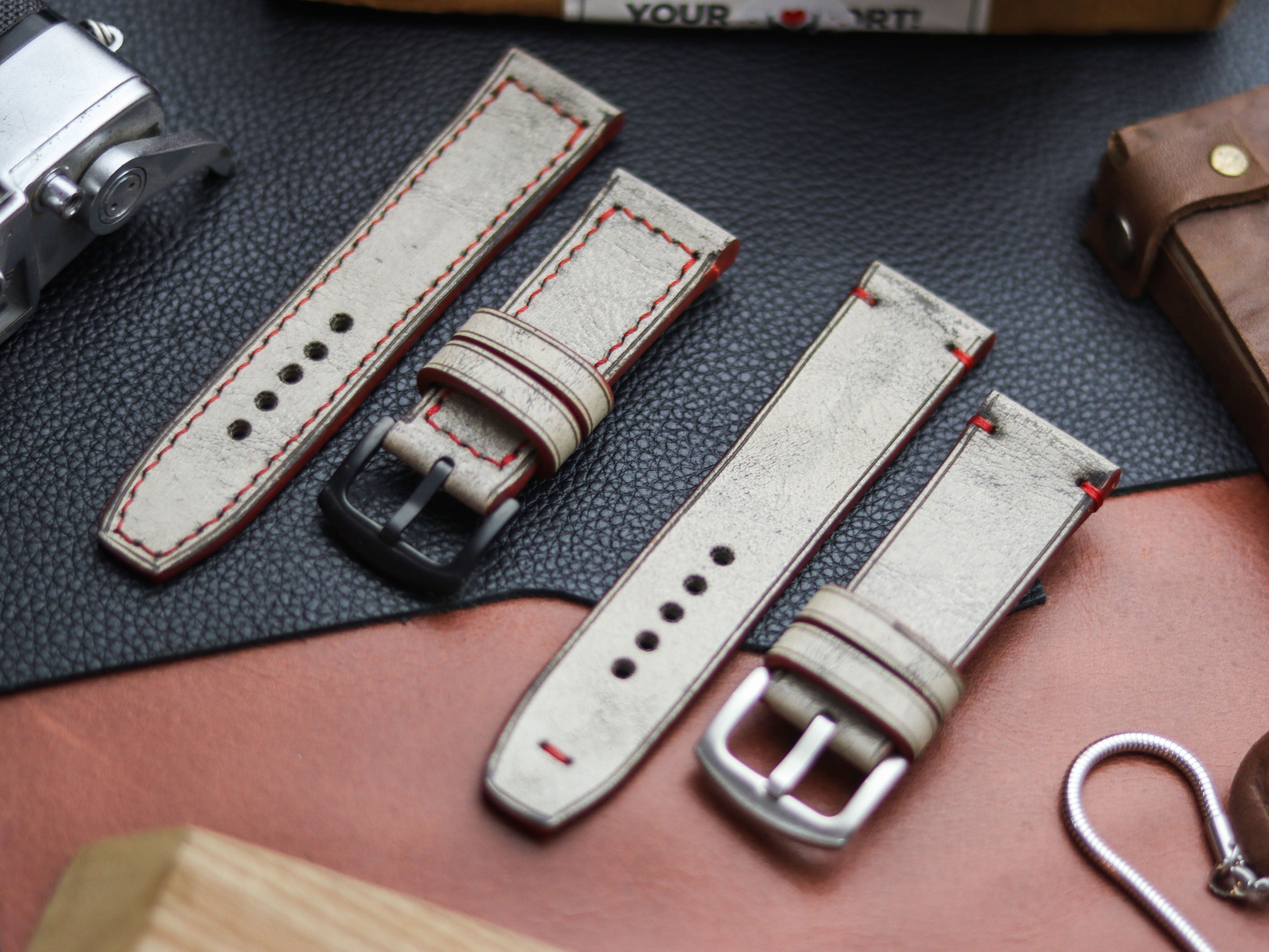 HARBOR GREY HAND-CRAFTED WATCH STRAPS - BOX STITCHED