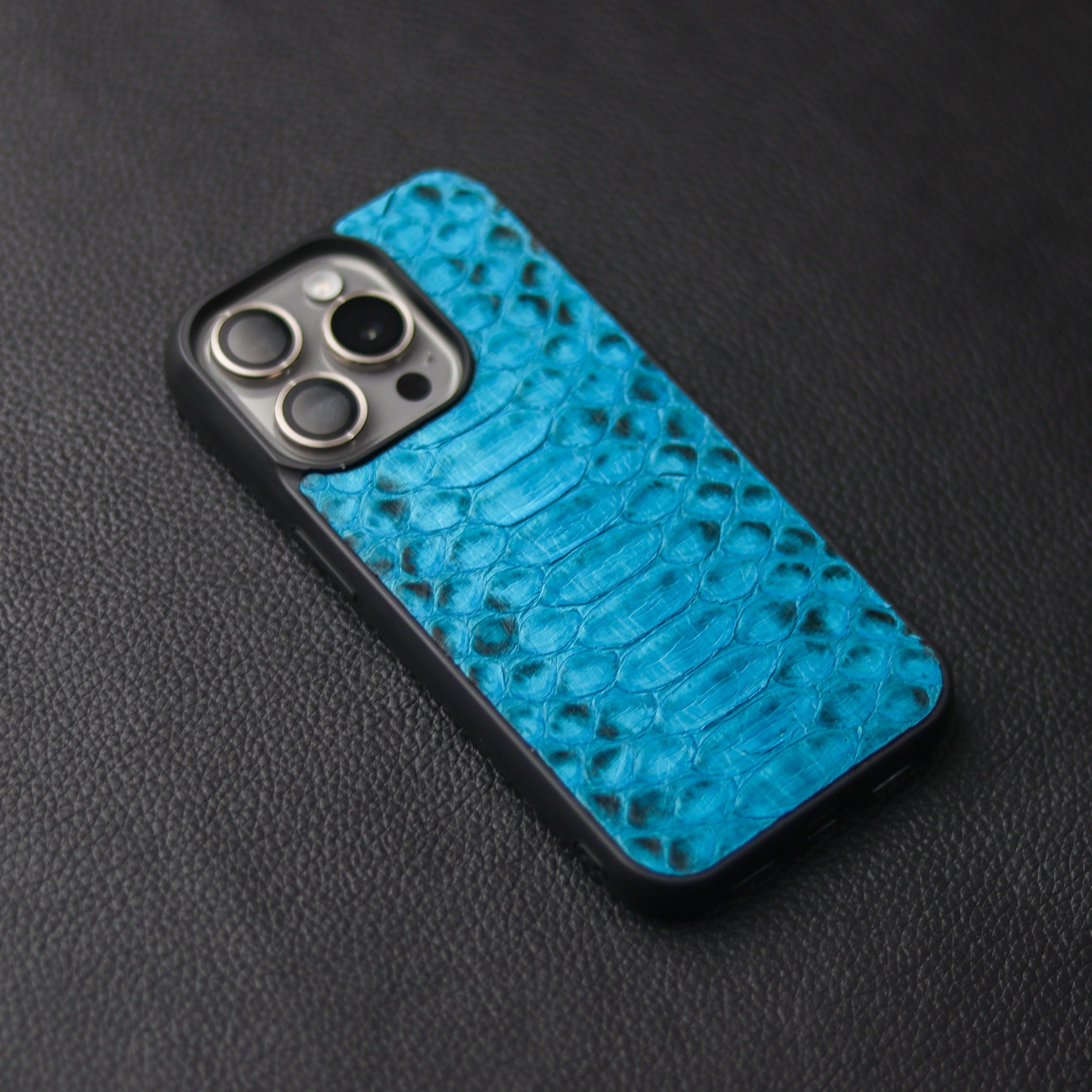 CERULEAN BLUE PYTHON SKIN PHONE CASE (CENTER SCALES)