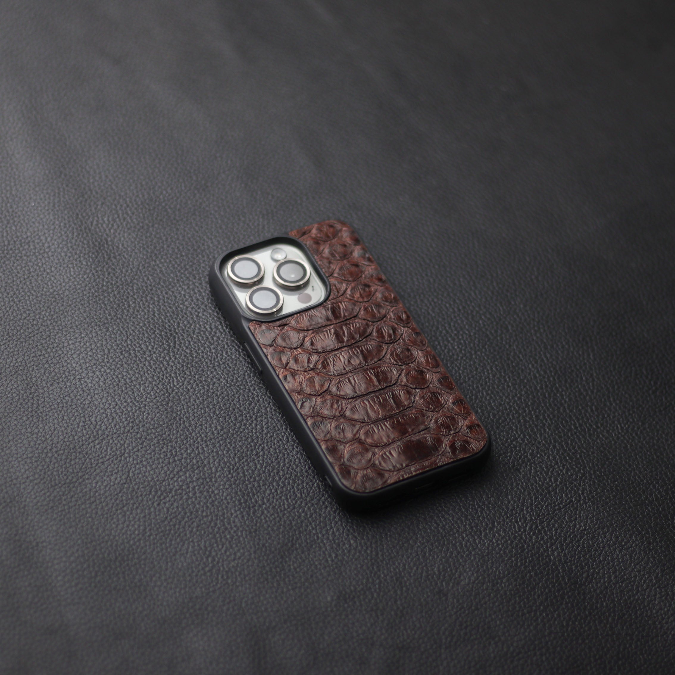 PECAN BROWN PYTHON SKIN PHONE CASE (CENTER SCALES)