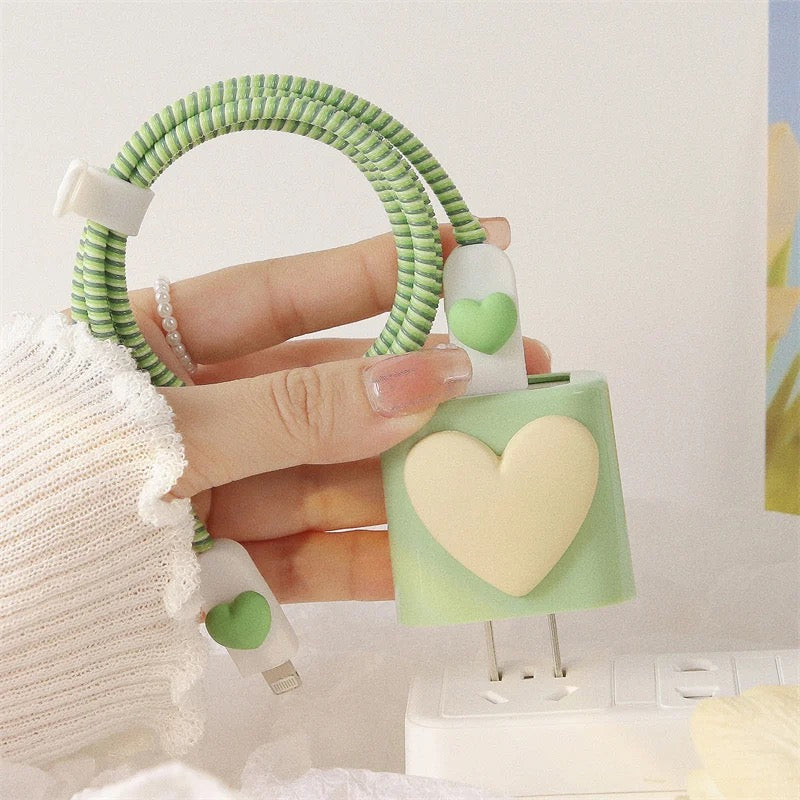 Lime Green Heart Charger Case-GRIP grip