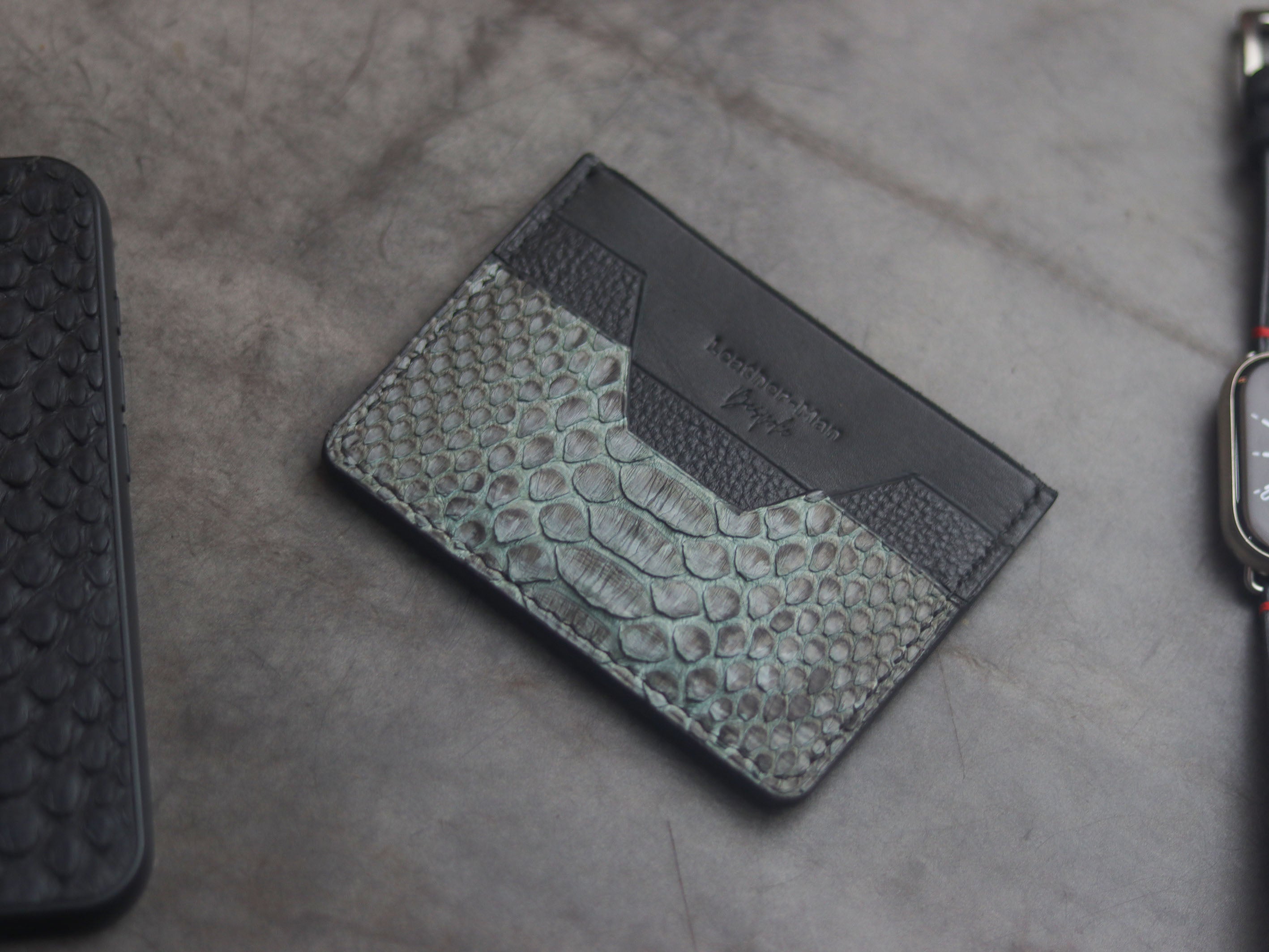 AUGUSTUS - MINIMAL WALLET IRIDIUM GREY PYTHON SKIN