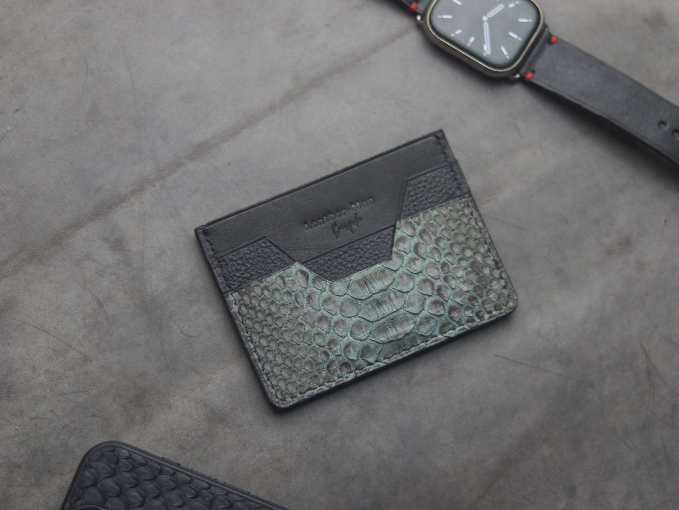 AUGUSTUS - MINIMAL WALLET IRIDIUM GREY PYTHON SKIN