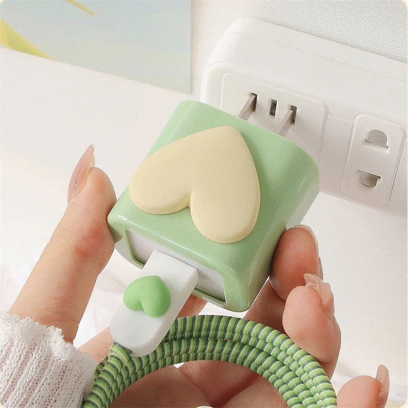 Lime Green Heart Charger Case-GRIP grip