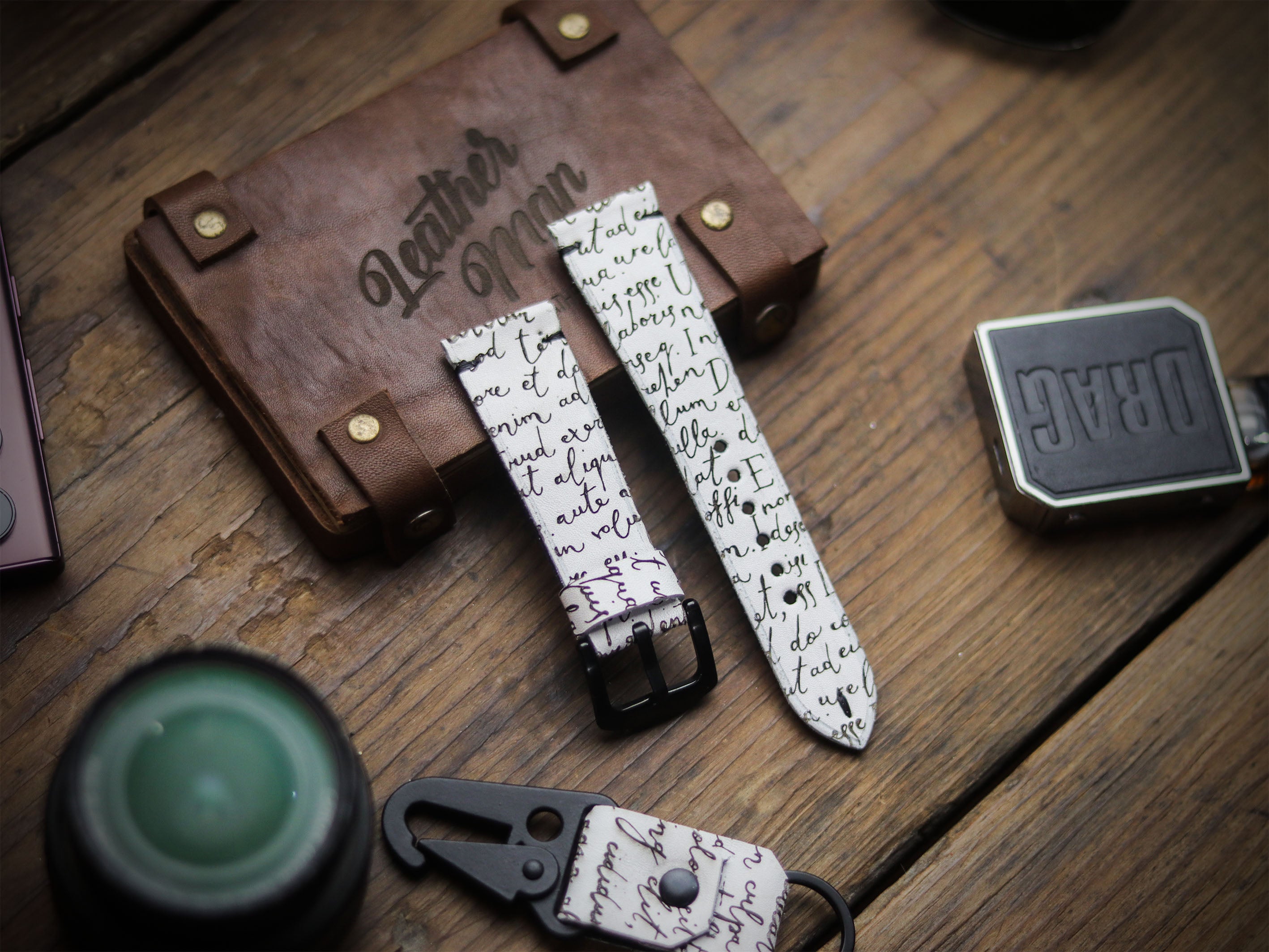 E3 ENGRAVED HAND-CRAFTED QUICK PINS STRAPS - SNOW WHITE