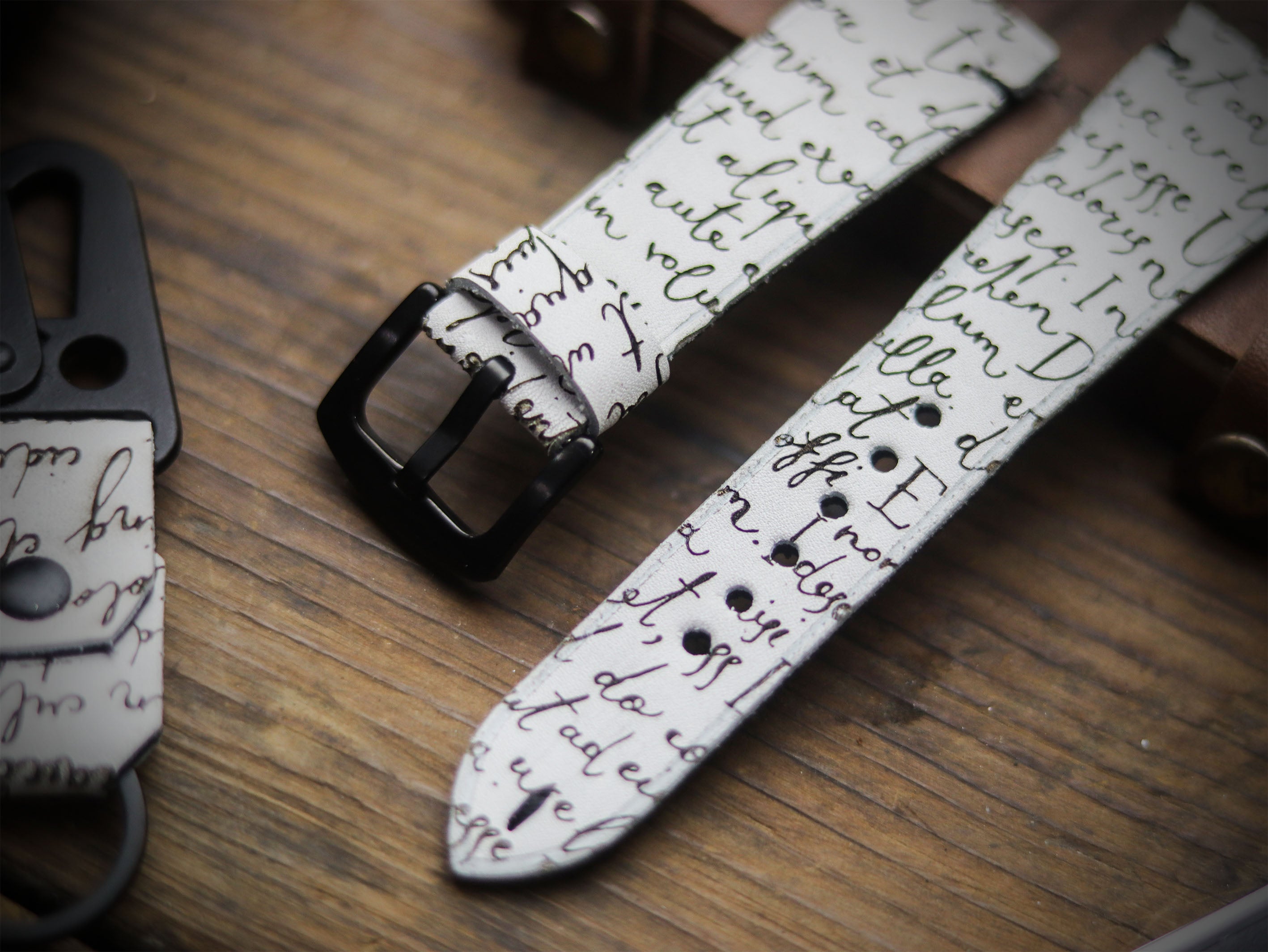 E3 ENGRAVED HAND-CRAFTED QUICK PINS STRAPS - SNOW WHITE